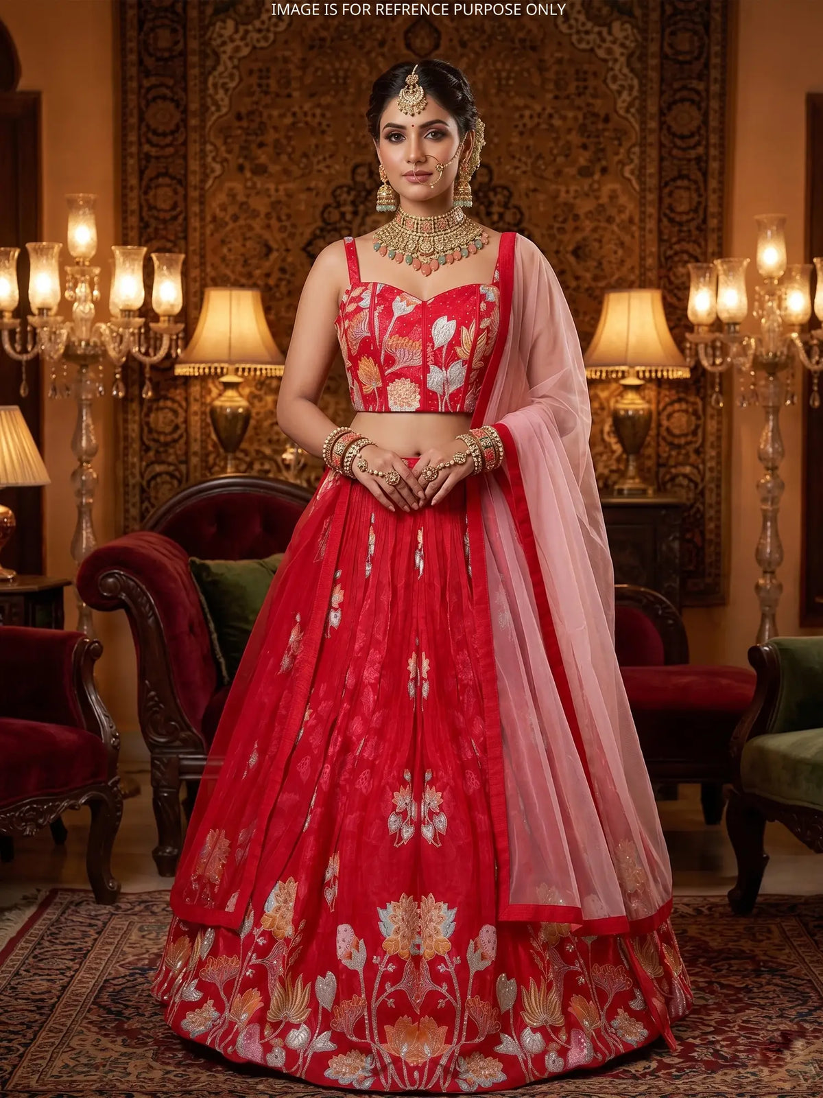 MyFashion KLS-2777 Rani Color Party Wear Crepe Silk Lehenga