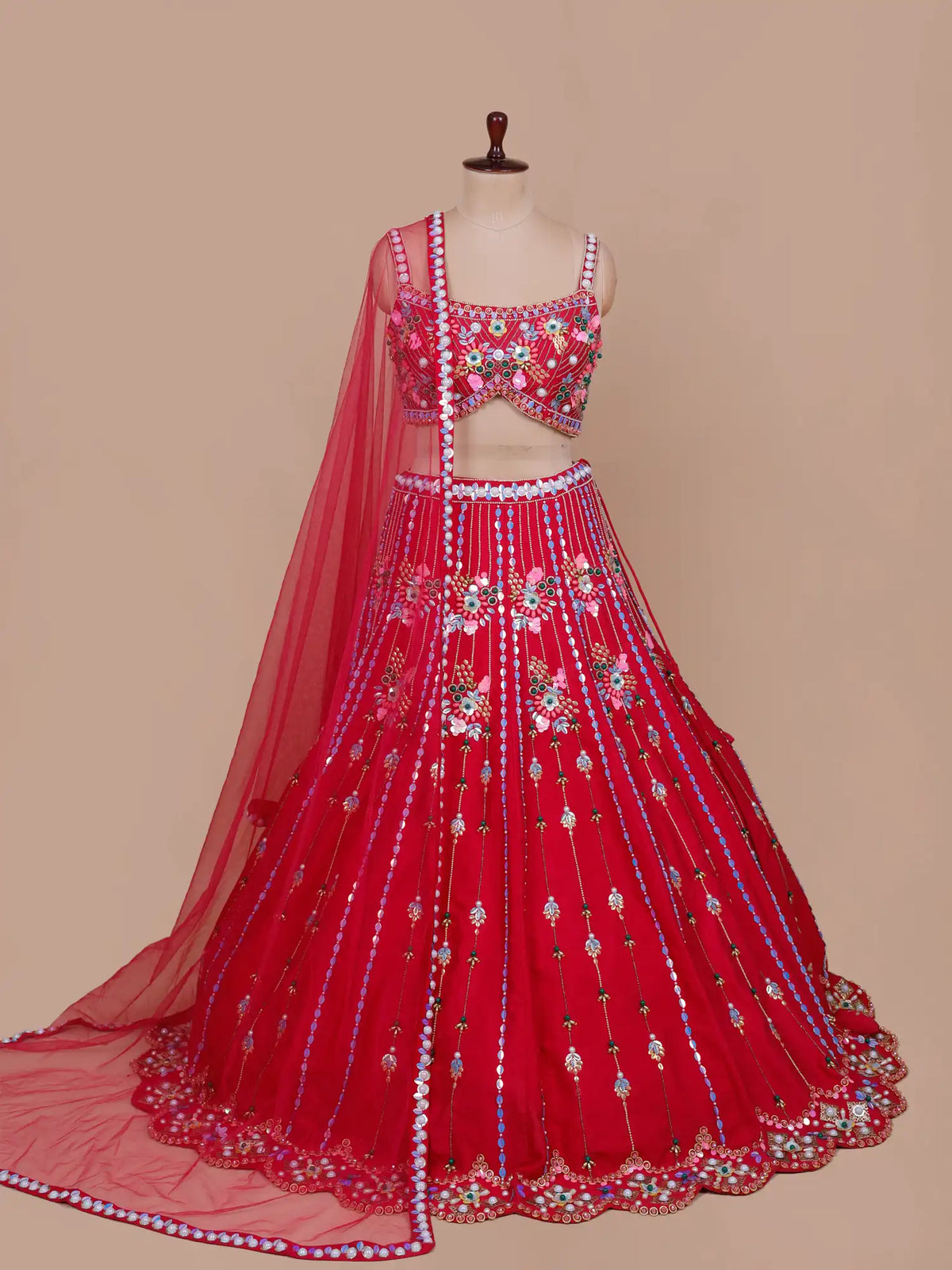 MyFashion -KLS-2840 Red Silk Bridal Lehenga Choli For Weddings And Festive Events