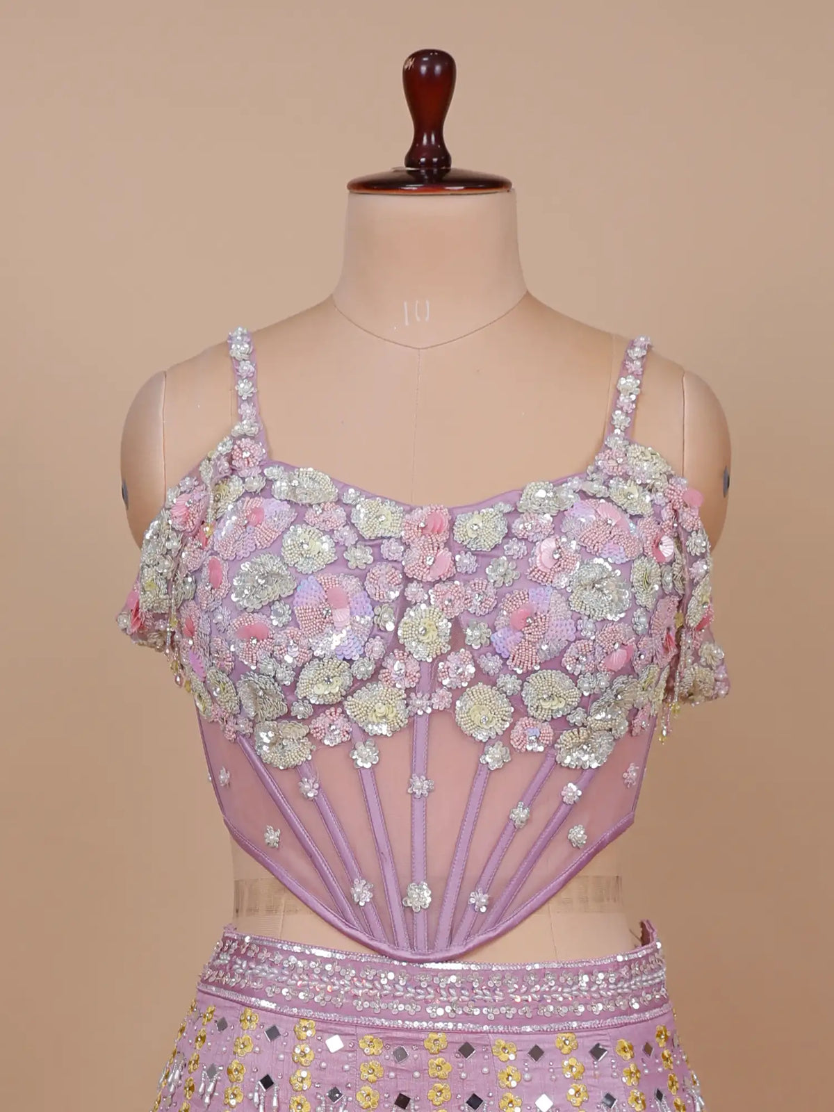 MyFashion KLS-2765 Stylish Lilac Party Wear Silk Lehenga Mirror Diamond Design