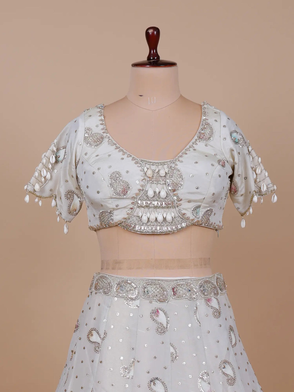 MyFashion KLS-2791 Off White Chinon Lehenga Choli With Diamond Work