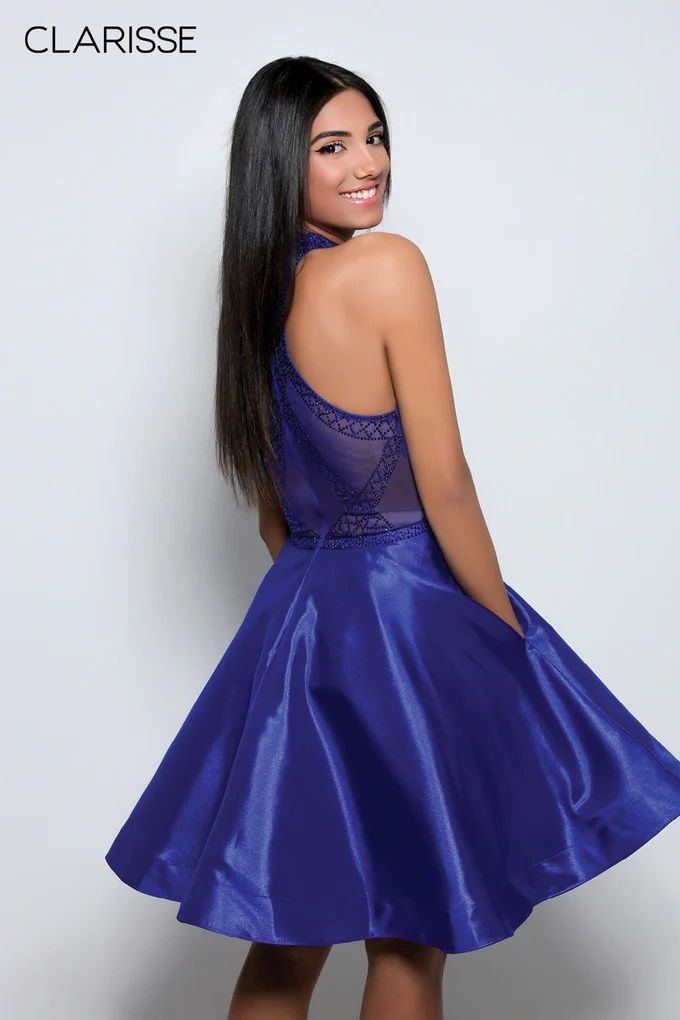 Clarisse -S3753 Halter Neck A-Line Short Dress