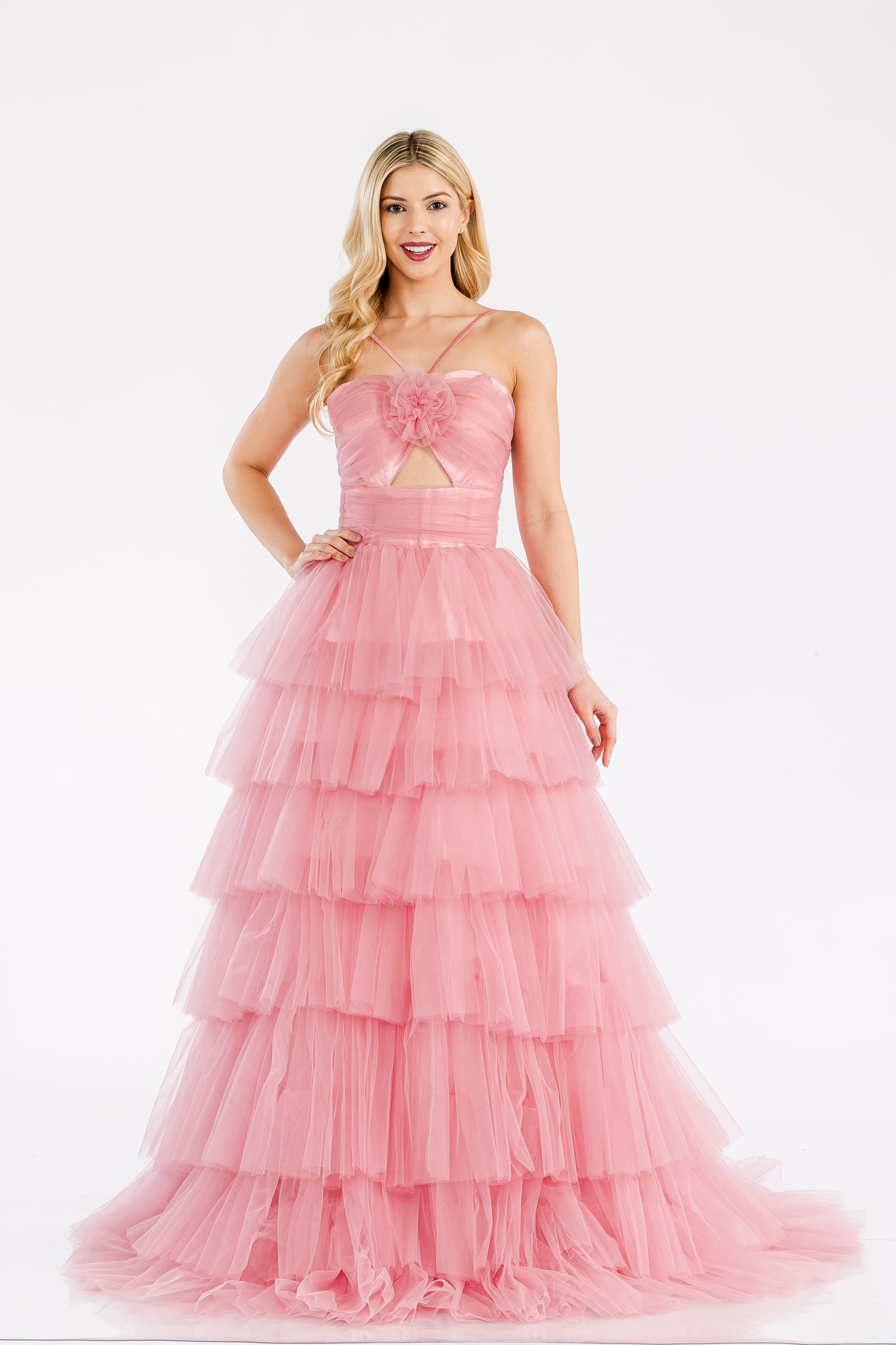 Prima Dress -SA502415 Halter Layered Tulle Ball Gown