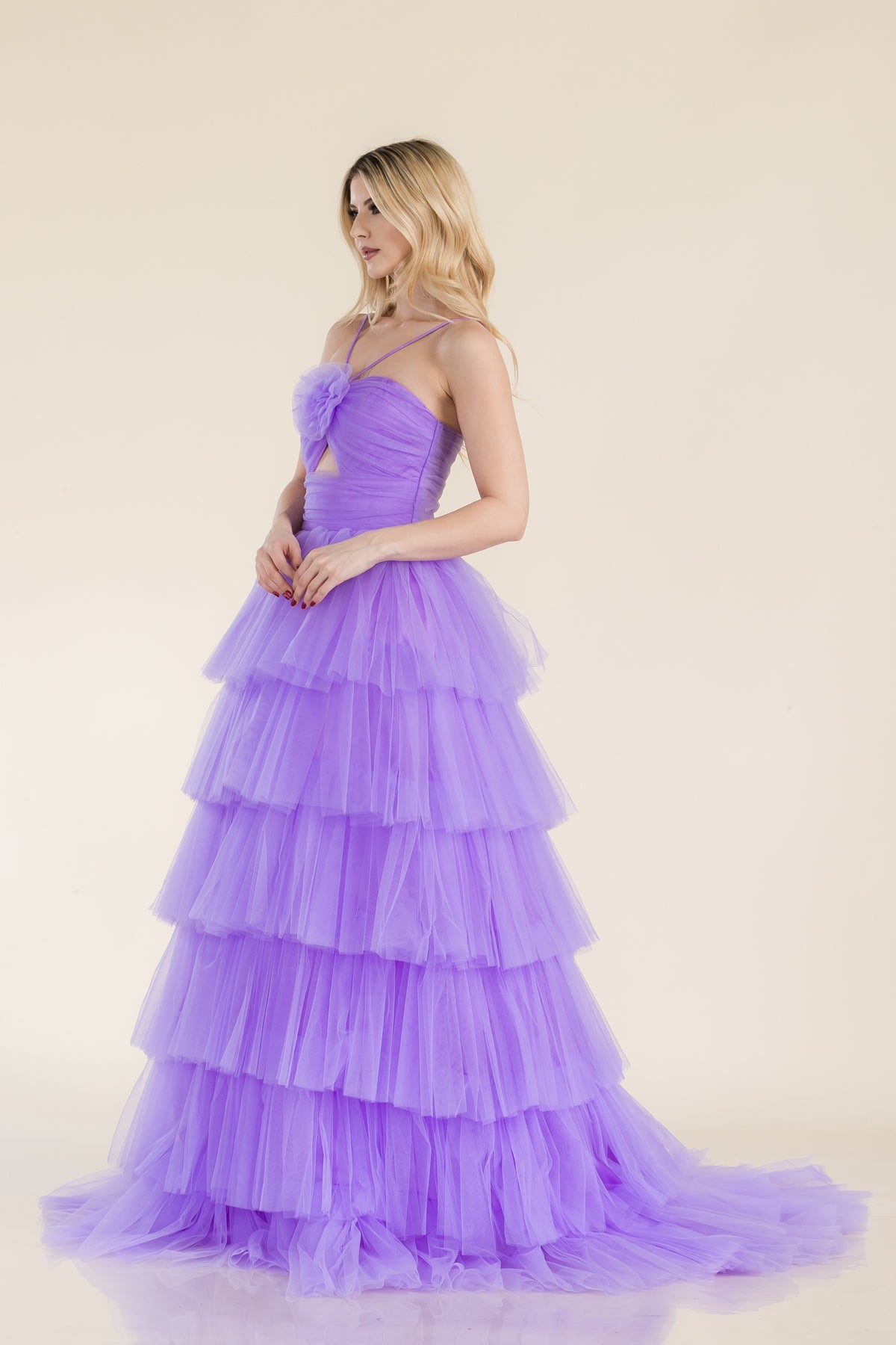 Prima Dress -SA502415 Halter Layered Tulle Ball Gown