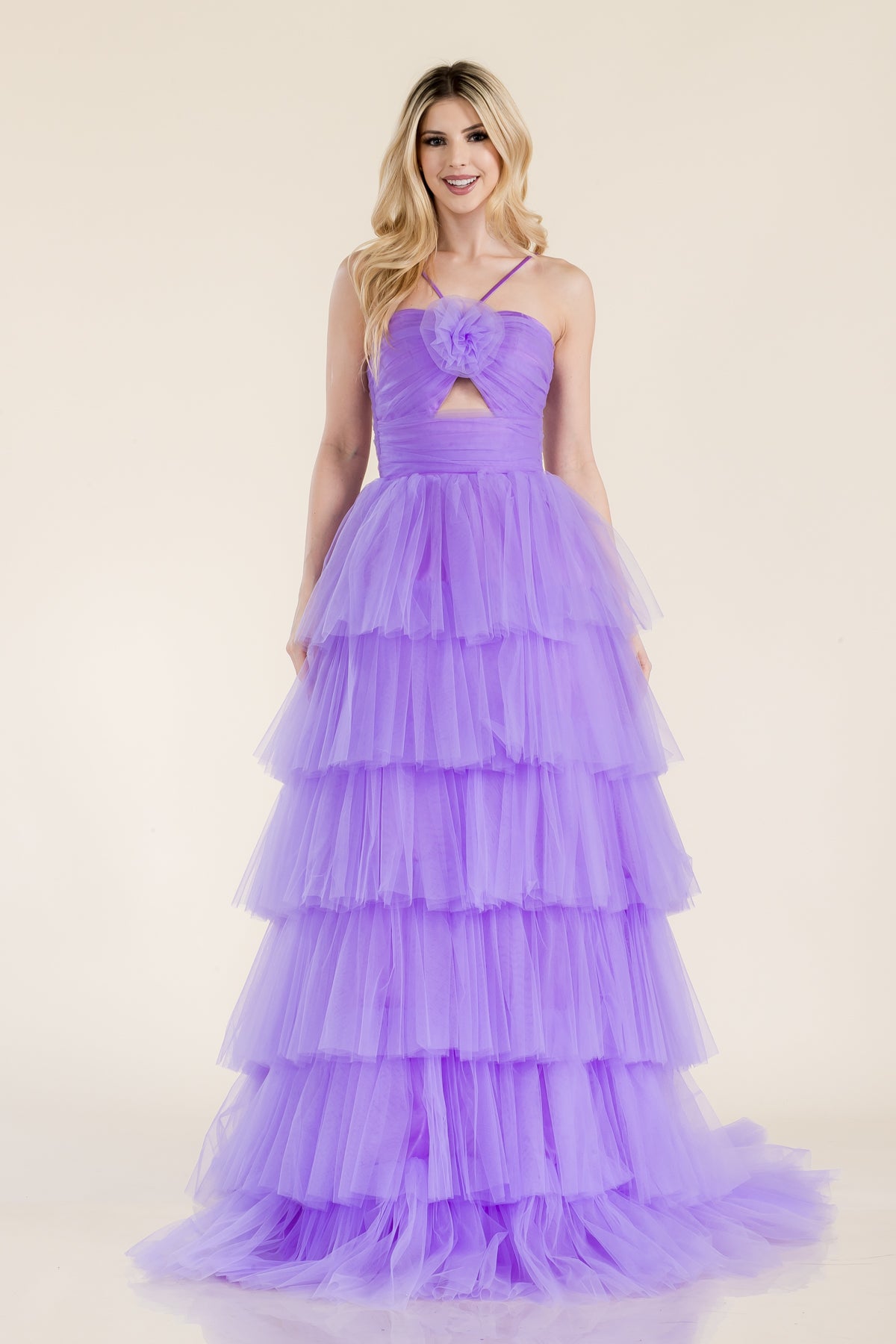 Prima Dress -SA502415 Halter Layered Tulle Ball Gown