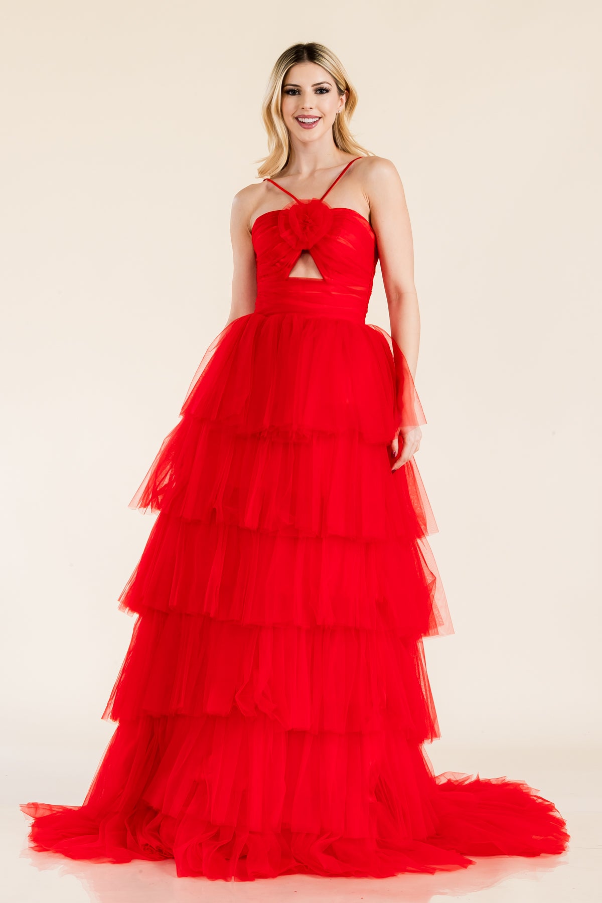 Prima Dress -SA502415 Halter Layered Tulle Ball Gown