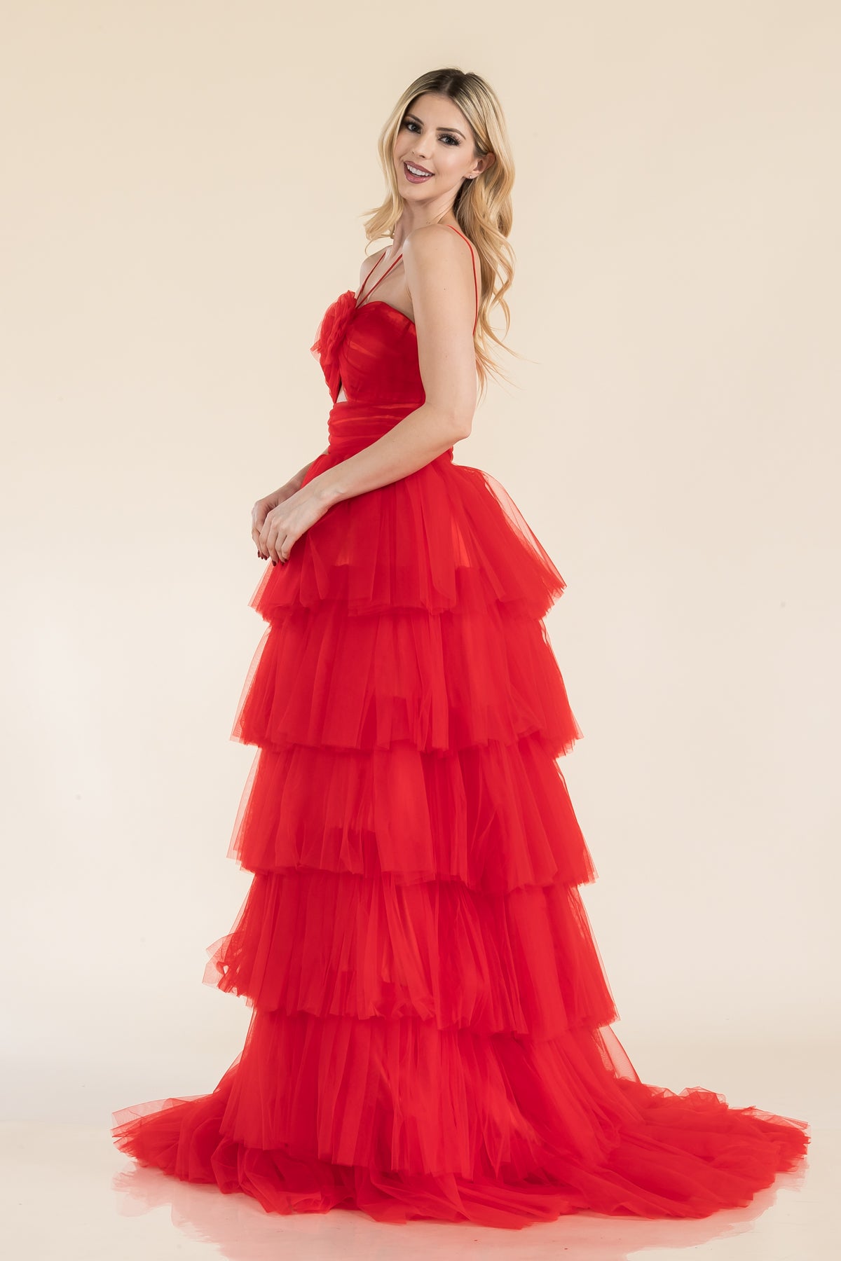 Prima Dress -SA502415 Halter Layered Tulle Ball Gown