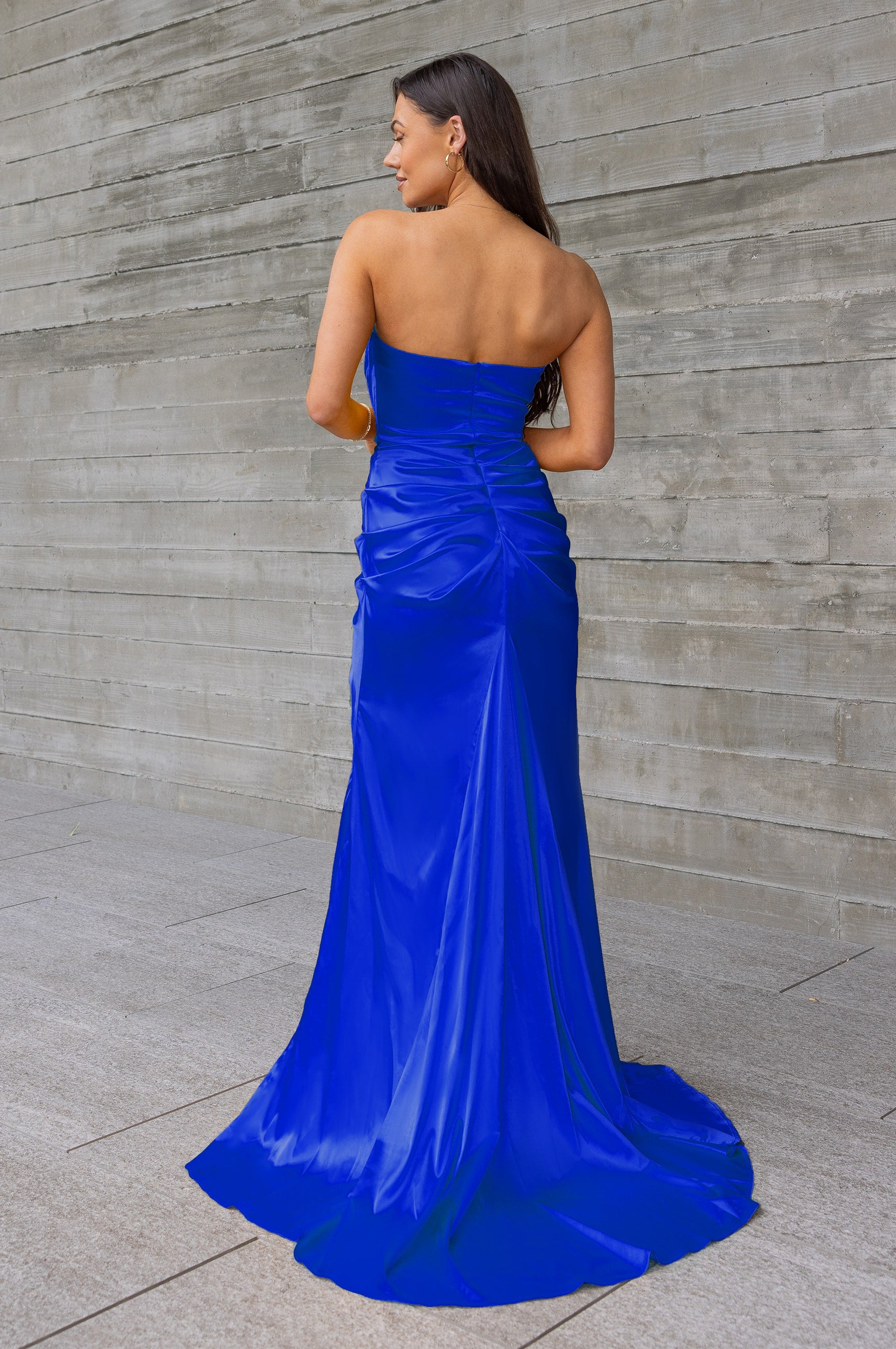 Prima Dress -SA502422 Fitted Ruched Satin Prom Dress