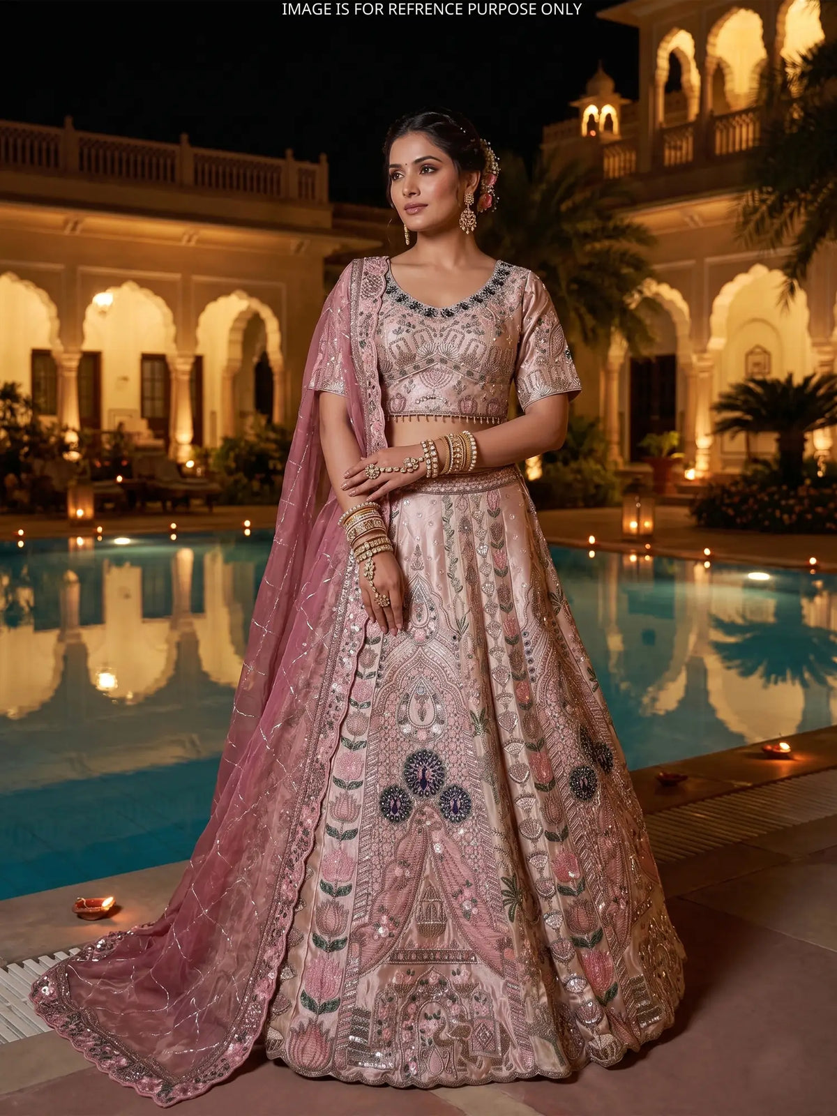 MyFashion KLS-2794 Designer Rose Pink Lehenga With Pearl Diamond Work