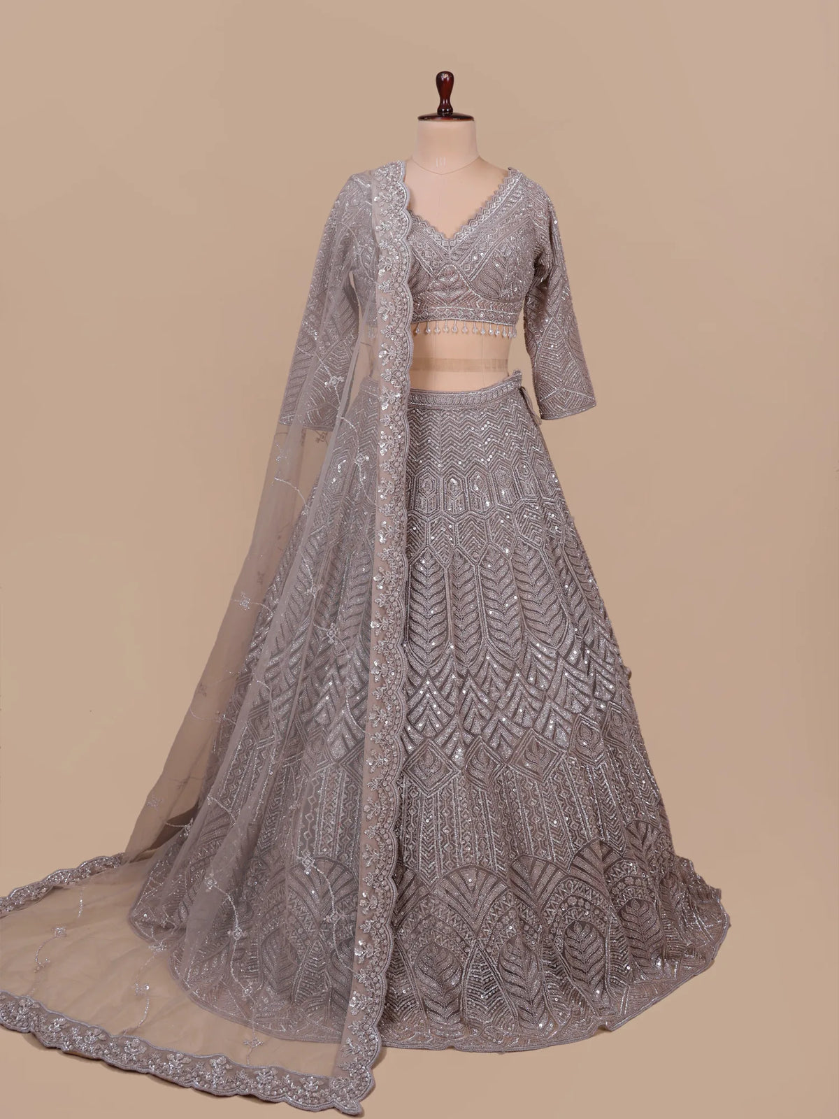 MyFashion KLS-2748 Get Premium Choco Brown Net Lehenga Sequins Work Design