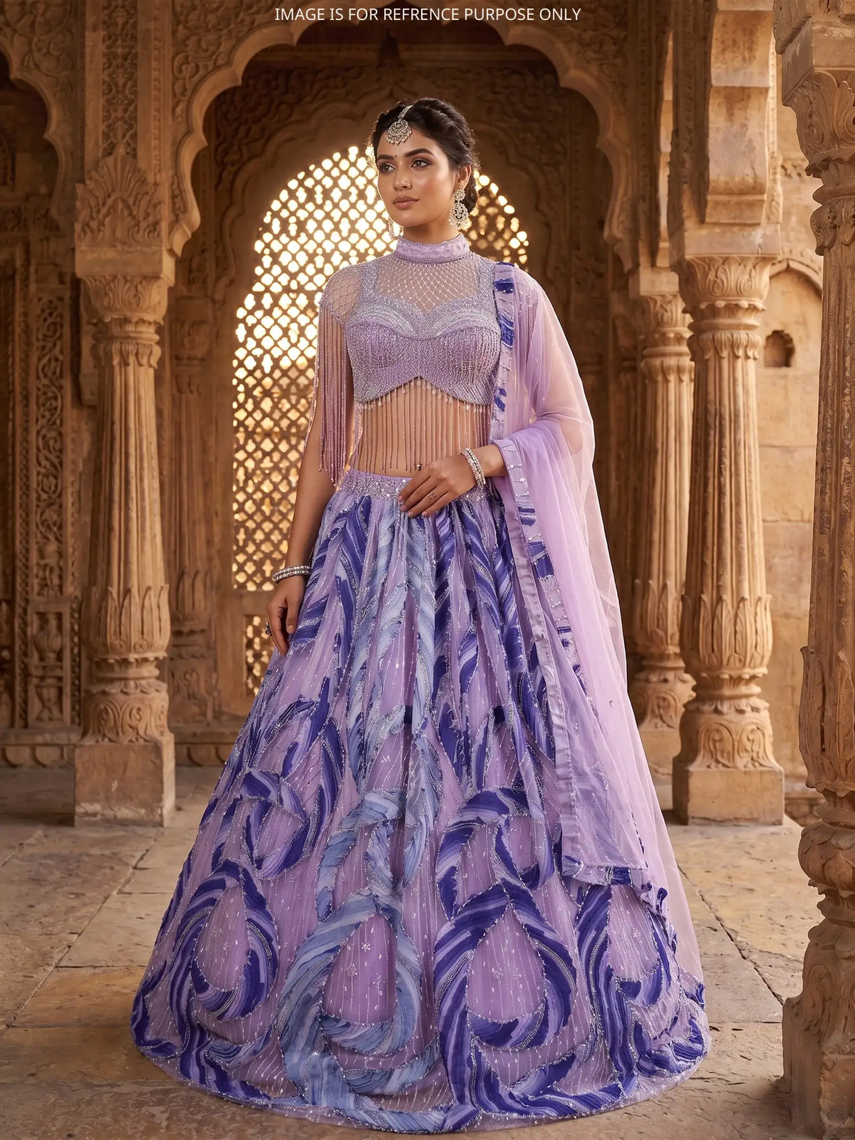 MyFashion KLS-2801 Stylish Lavender Net Lehenga Choli With Pearl Work