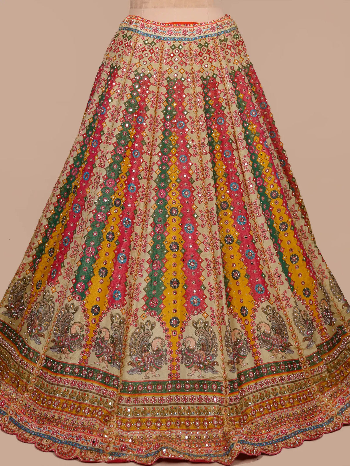 MyFashion KLS-2761 Luxury Multi Color Printed Silk Lehenga With Diamond Work