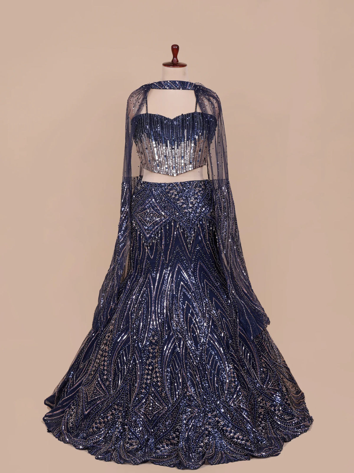 MyFashion -KLS-2852 Navy Blue Mermaid Style Lehenga With Premium Couture Work
