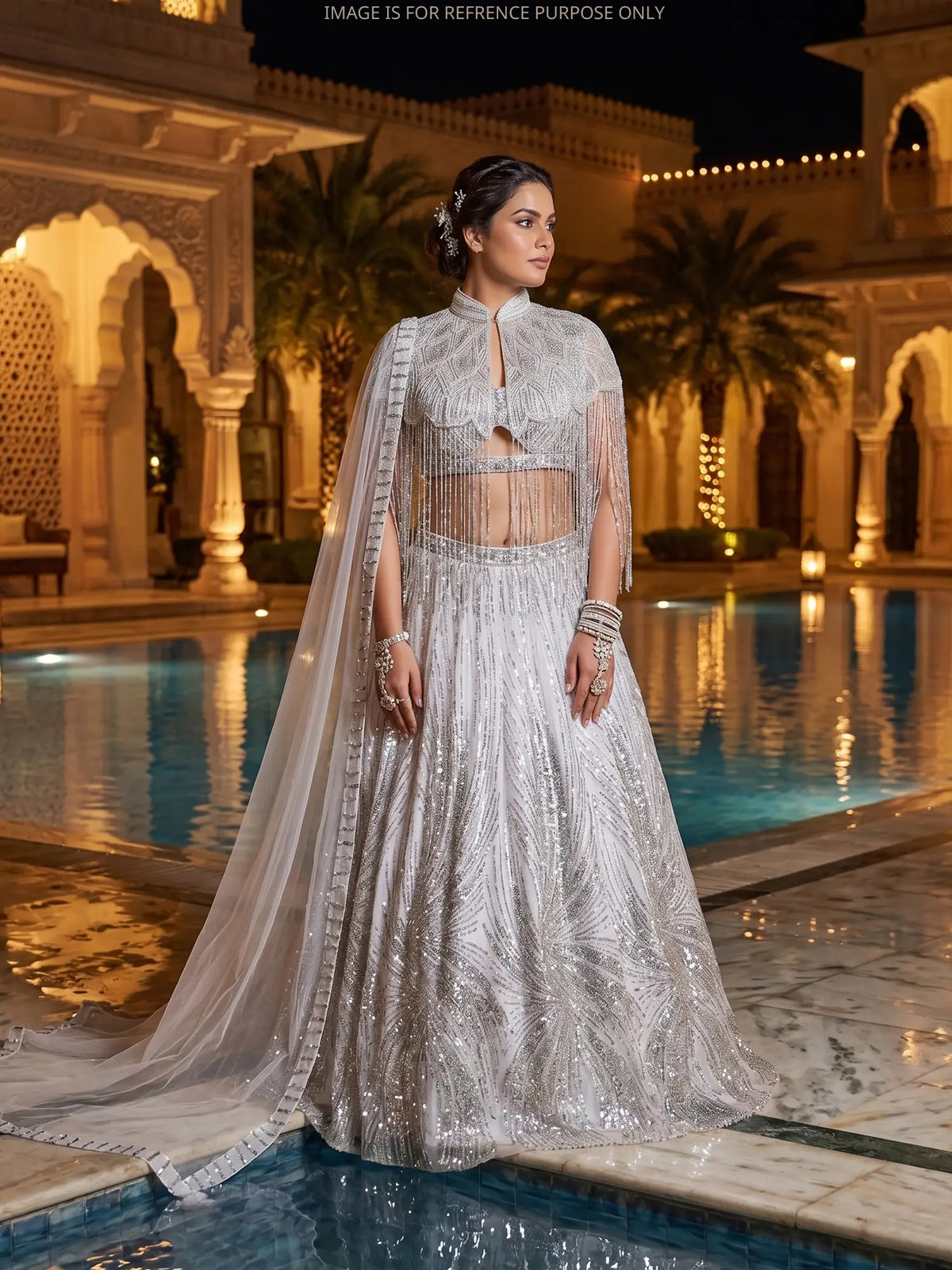 MyFashion KLS-2793 Stylish White Net Lehenga Choli With Beads Work
