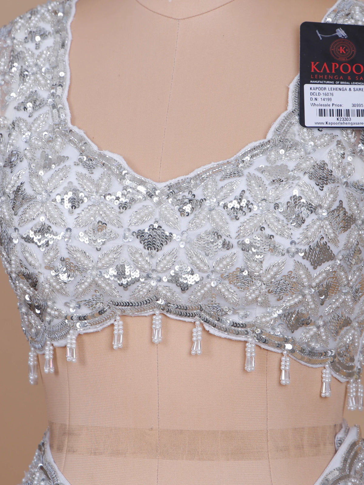 MyFashion KLS-2719 Luxury White Net Heavy Sequins Beads Party Wear Saree