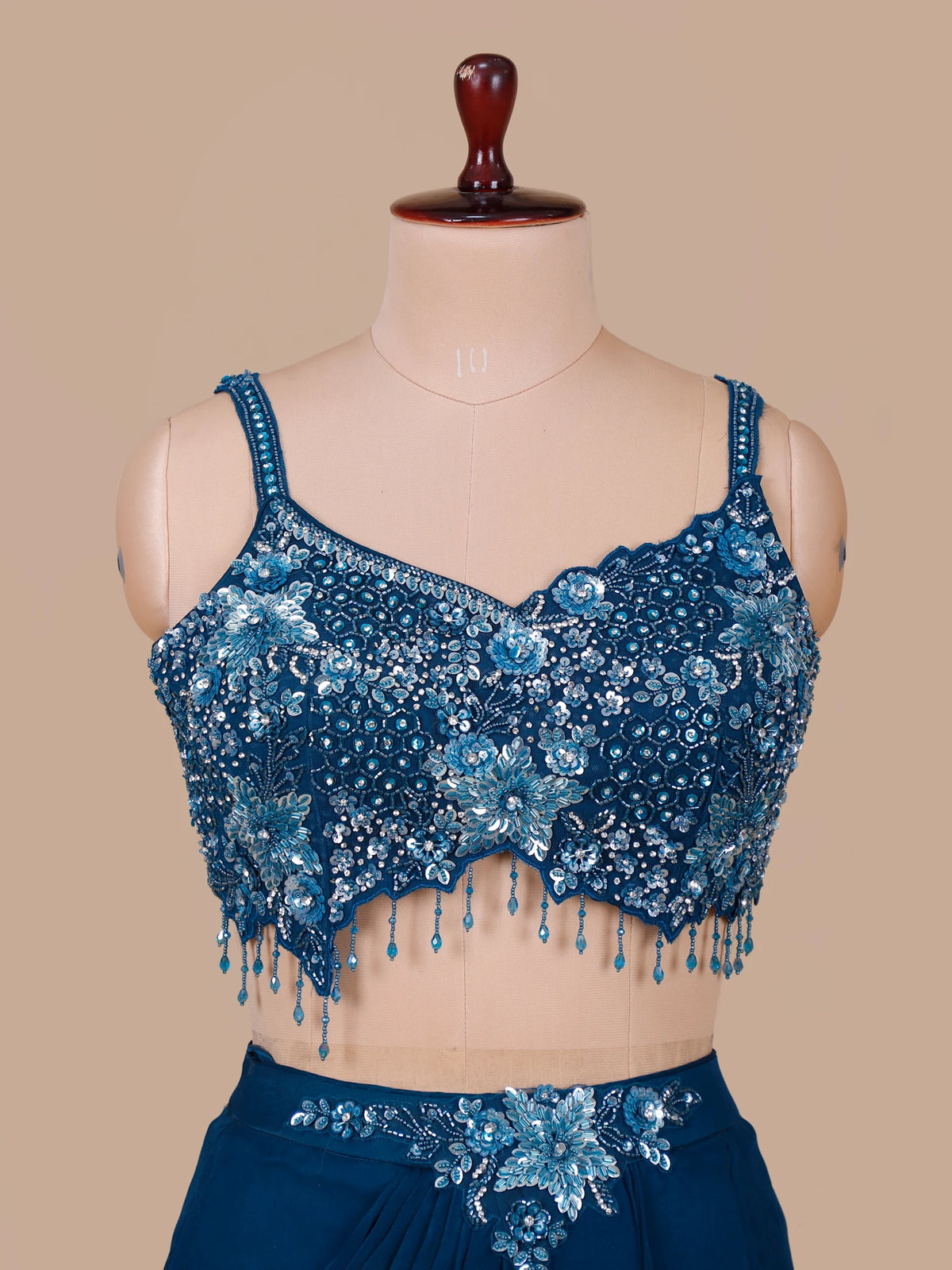 MyFashion KLS-2699 Teal Blue Party Wear Fendi Saree with Sequins Stone Work