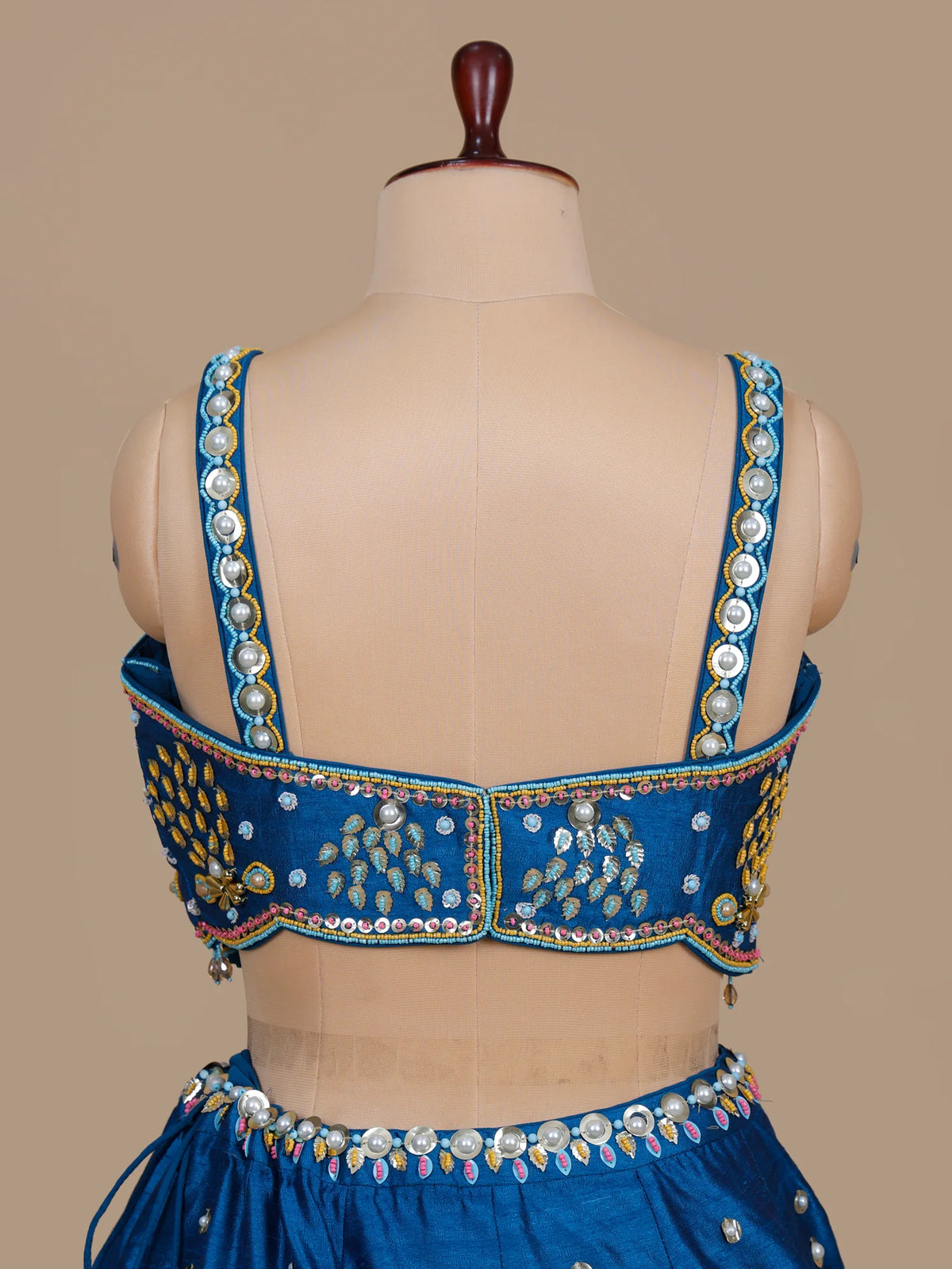 MyFashion KLS-2715 Blue Raw Silk Pearl Sequins Work Latest Lehenga