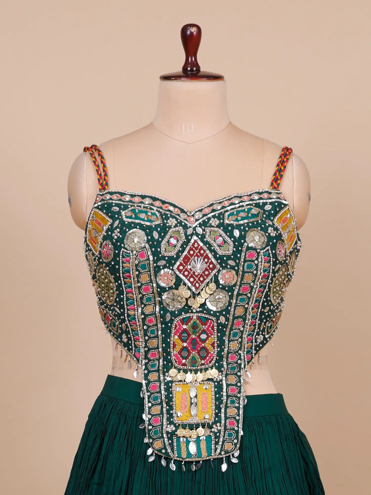 MyFashion KLS-2773 Premium Dark Green Chinon Lehenga Choli With Pearl Design