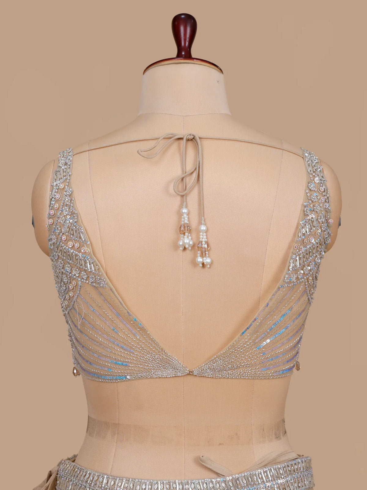 MyFashion KLS-2707 Beige Net Party Wear Lehenga with Mirror Sequins Design