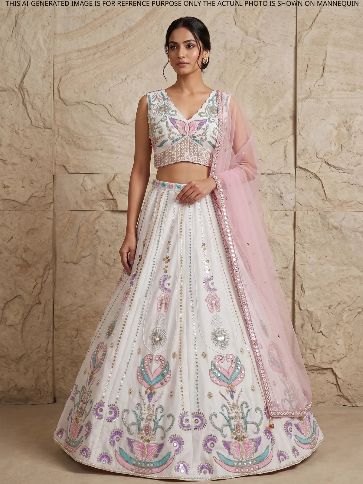 MyFashion KLS-2691 White Designer Raw Silk trending white lehenga