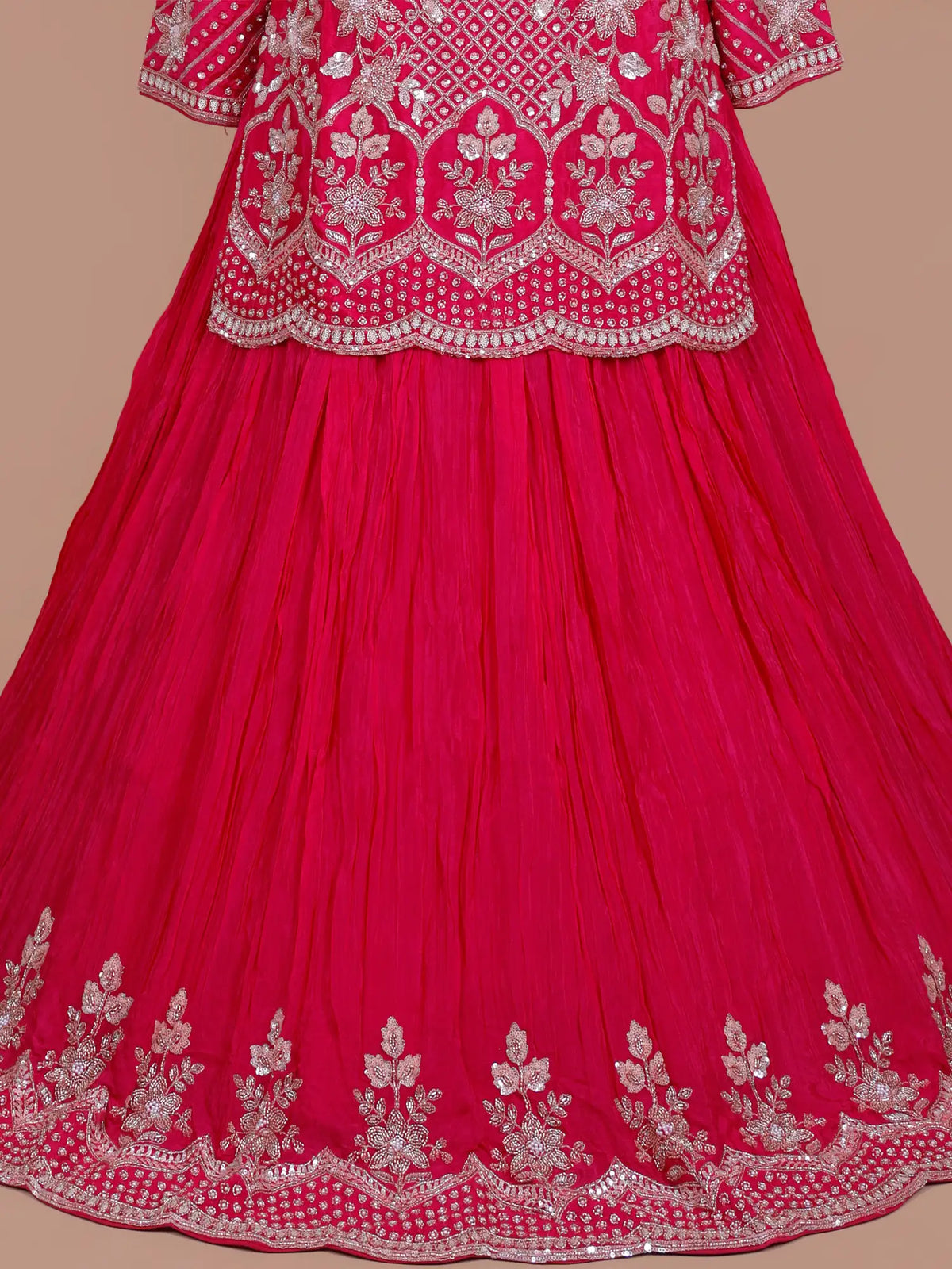 MyFashion -KLS-2844 Rani Pink Peplum Lehenga Set For Wedding And Festive Wear
