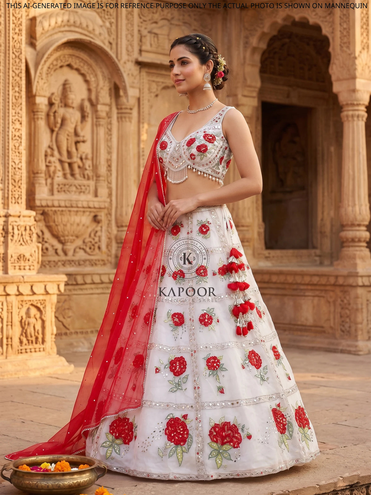 MyFashion KLS-2673 Sheen-e-Ivory Grace Multi Thread Leaf Aplique Lehenga
