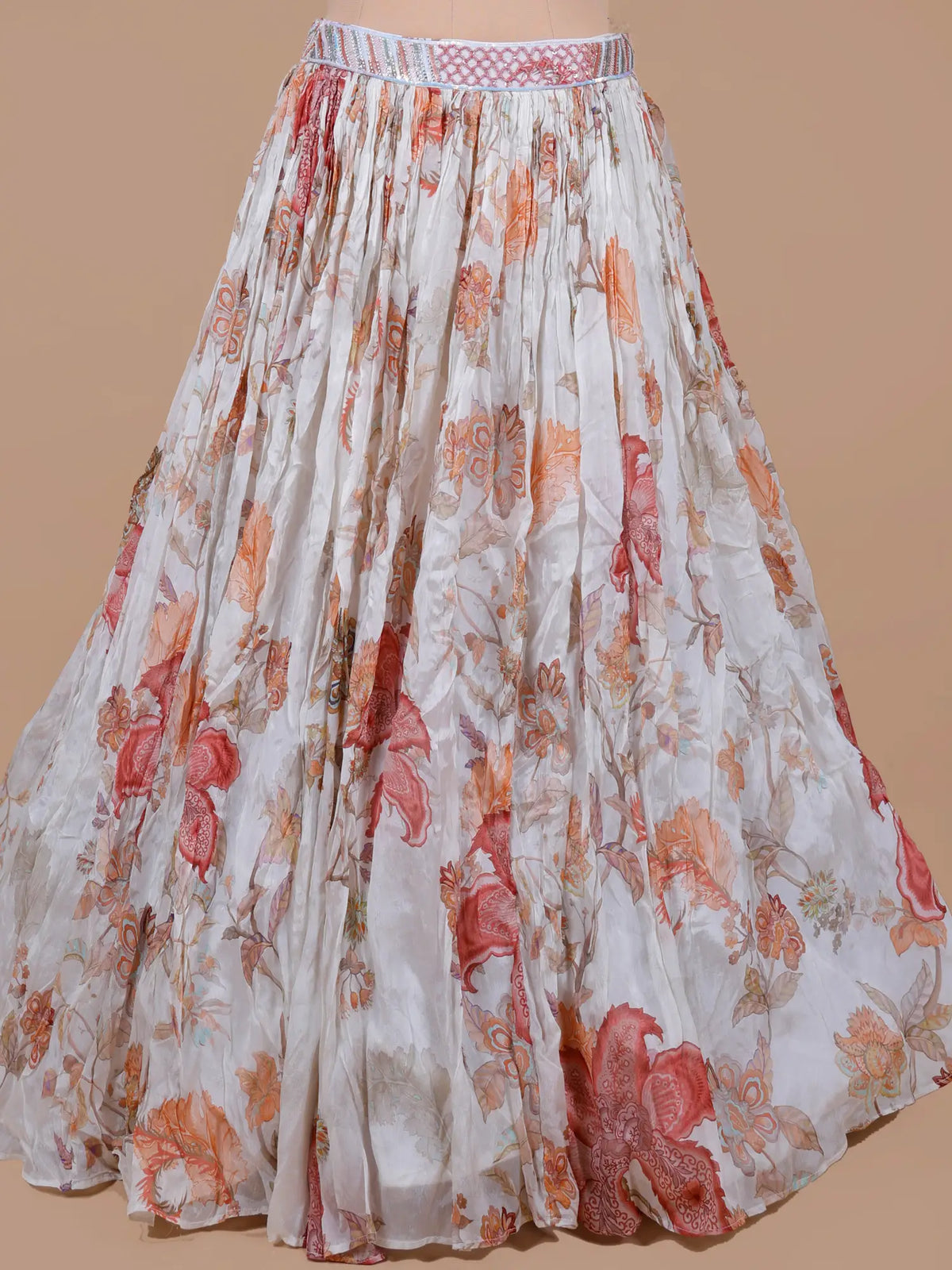 MyFashion KLS-2779 Multi Color Floral Designer Crepe Silk Lehenga With Moti Design