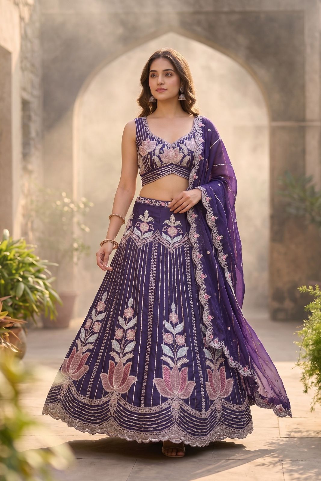 MyFashion -REET Mrinalini Embroidered Semi Stitched Lehenga Choli