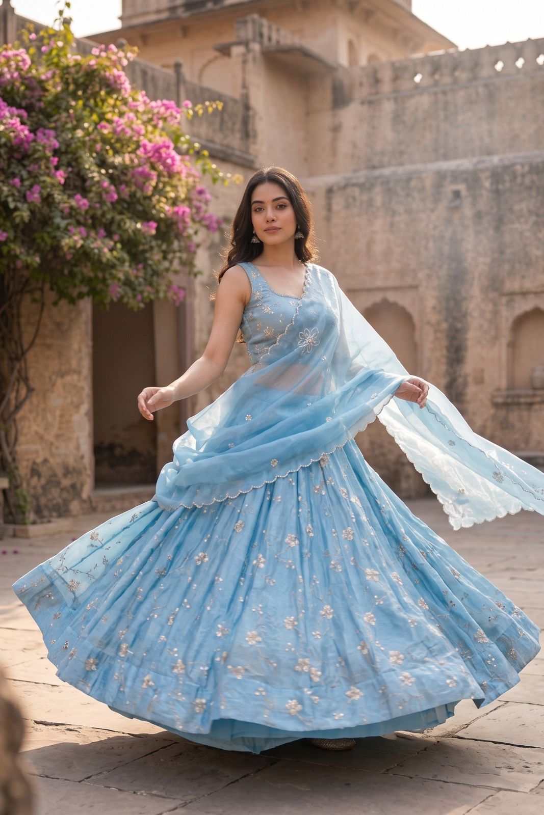 MyFashion -REET Tarini Sequin Zari Work Semi-Stitched Lehenga Choli and Dupatta