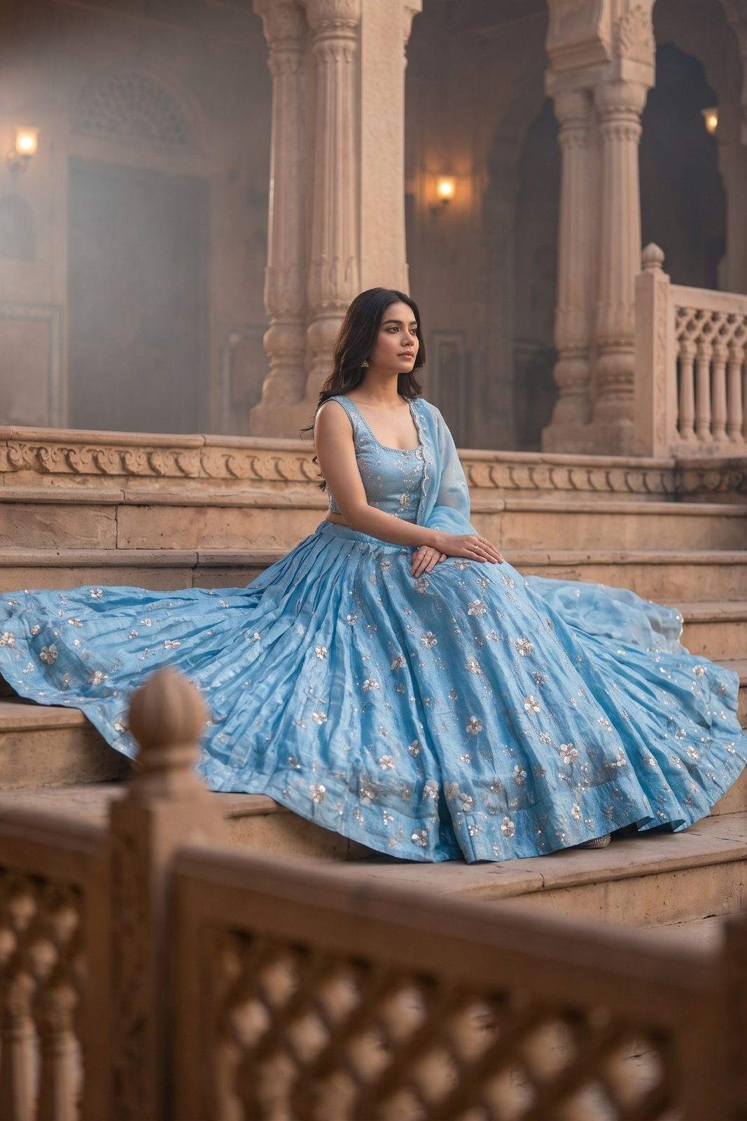MyFashion -REET Tarini Sequin Zari Work Semi-Stitched Lehenga Choli and Dupatta
