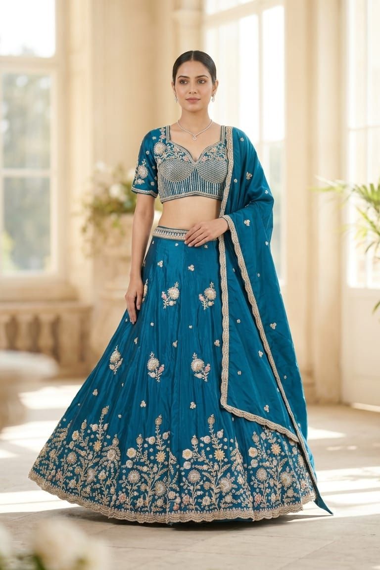 MyFashion -REET Vareesha Elegant Embroidery And Sequins Thread Work Lehenga Choli With Dupatta
