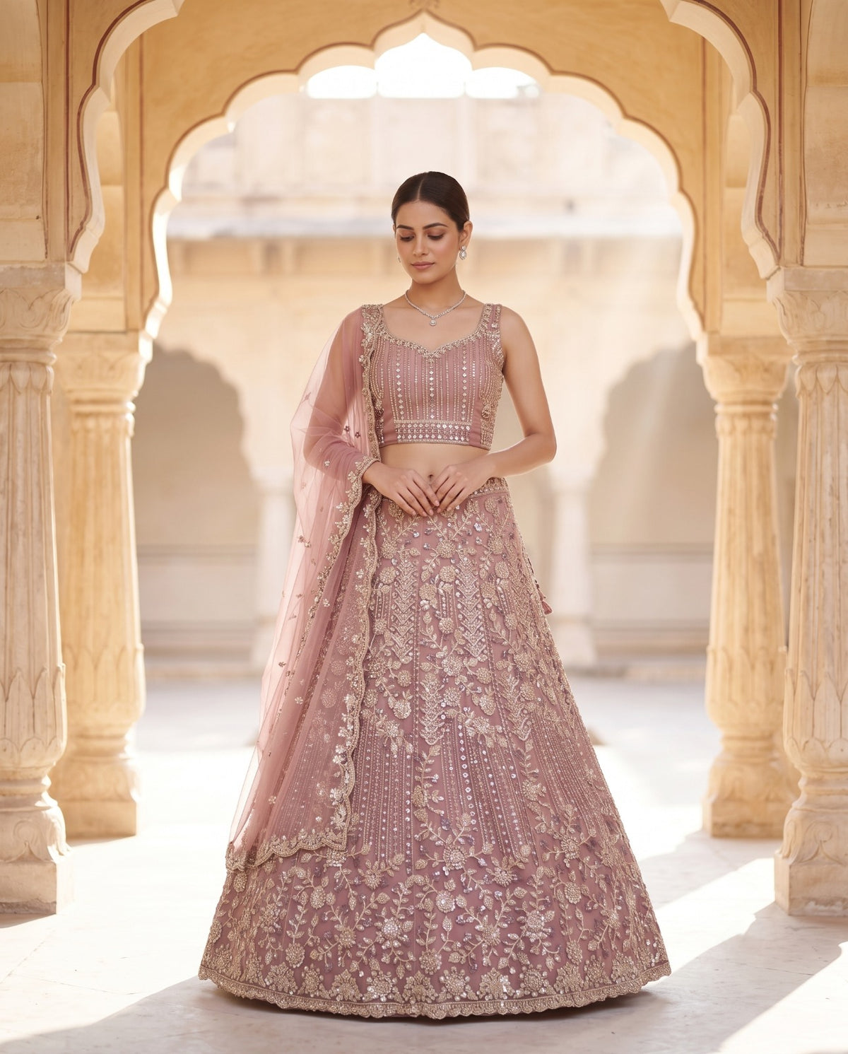 MyFashion -REET Misha Sequin Beads Zari Work Net Lehenga Choli