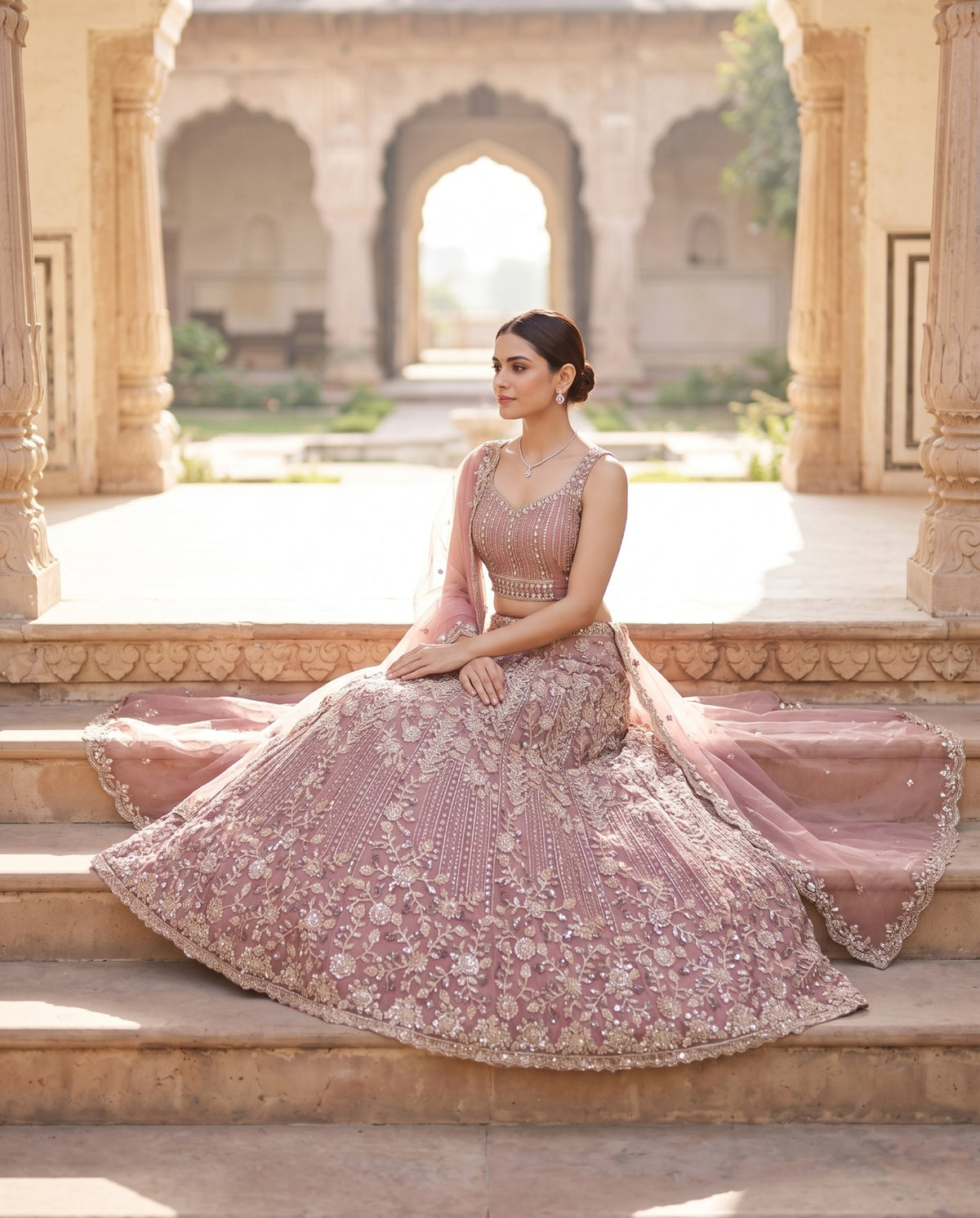 MyFashion -REET Misha Sequin Beads Zari Work Net Lehenga Choli