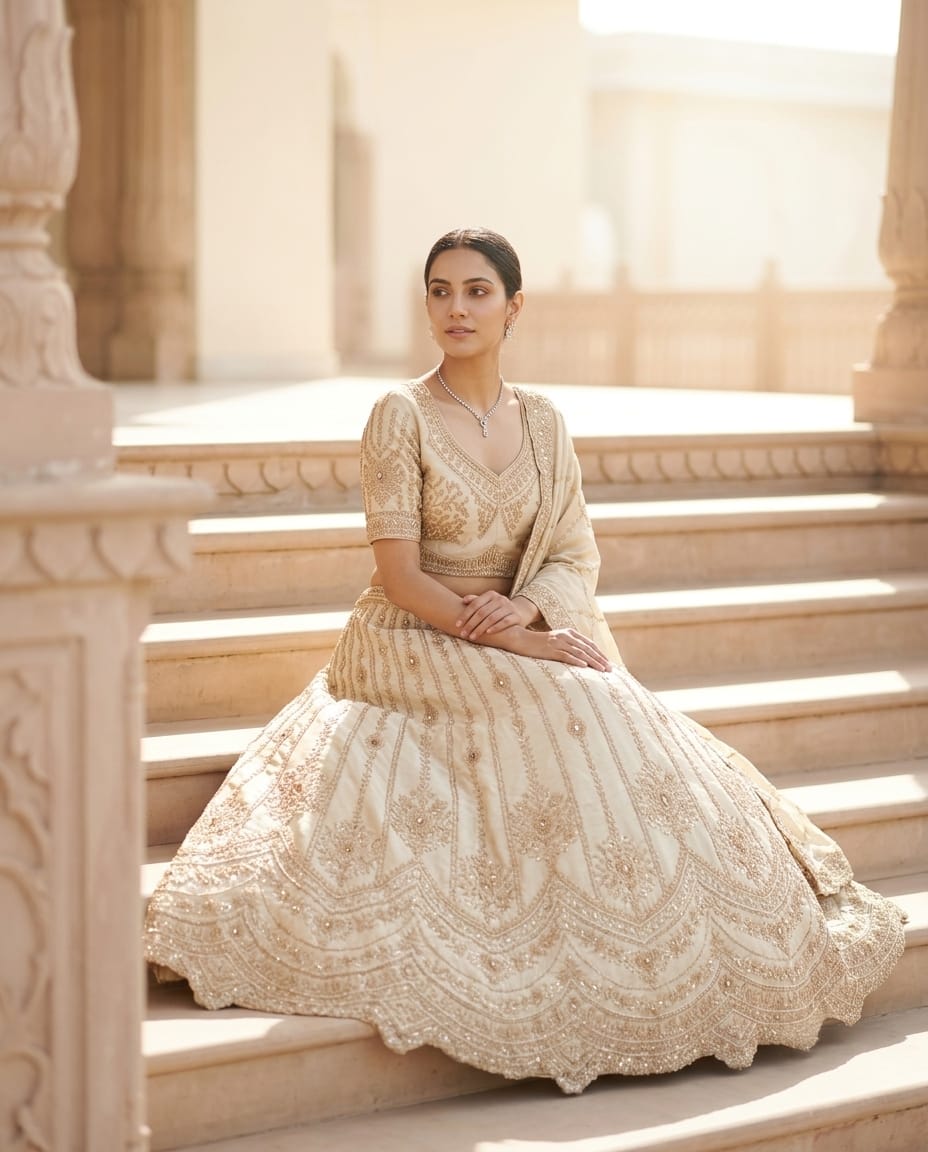 MyFashion -REET Naaz Pearl Work Cosmos Tissue Lehenga Choli