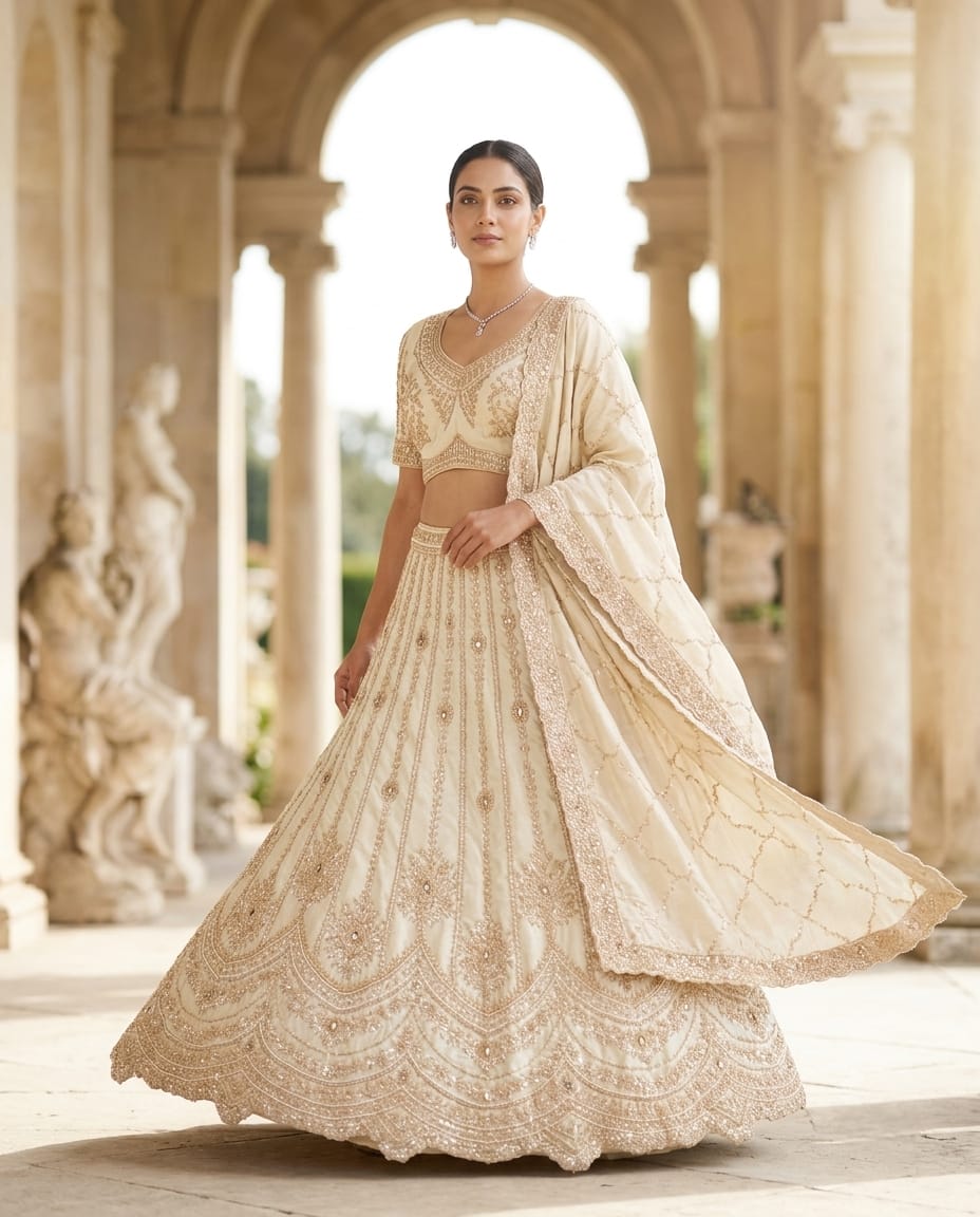 MyFashion -REET Naaz Pearl Work Cosmos Tissue Lehenga Choli