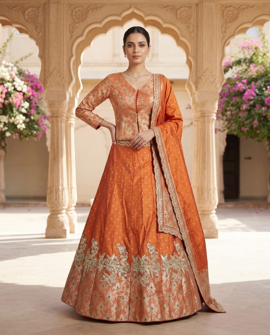 MyFashion -REET Ruhani 01 Applique Sequin Zardozi Banarasi Silk Lehenga Choli