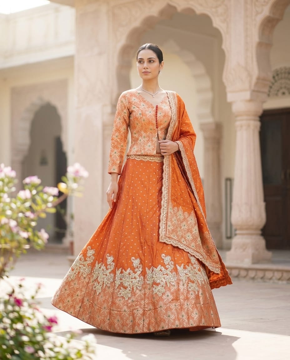MyFashion -REET Ruhani 01 Applique Sequin Zardozi Banarasi Silk Lehenga Choli
