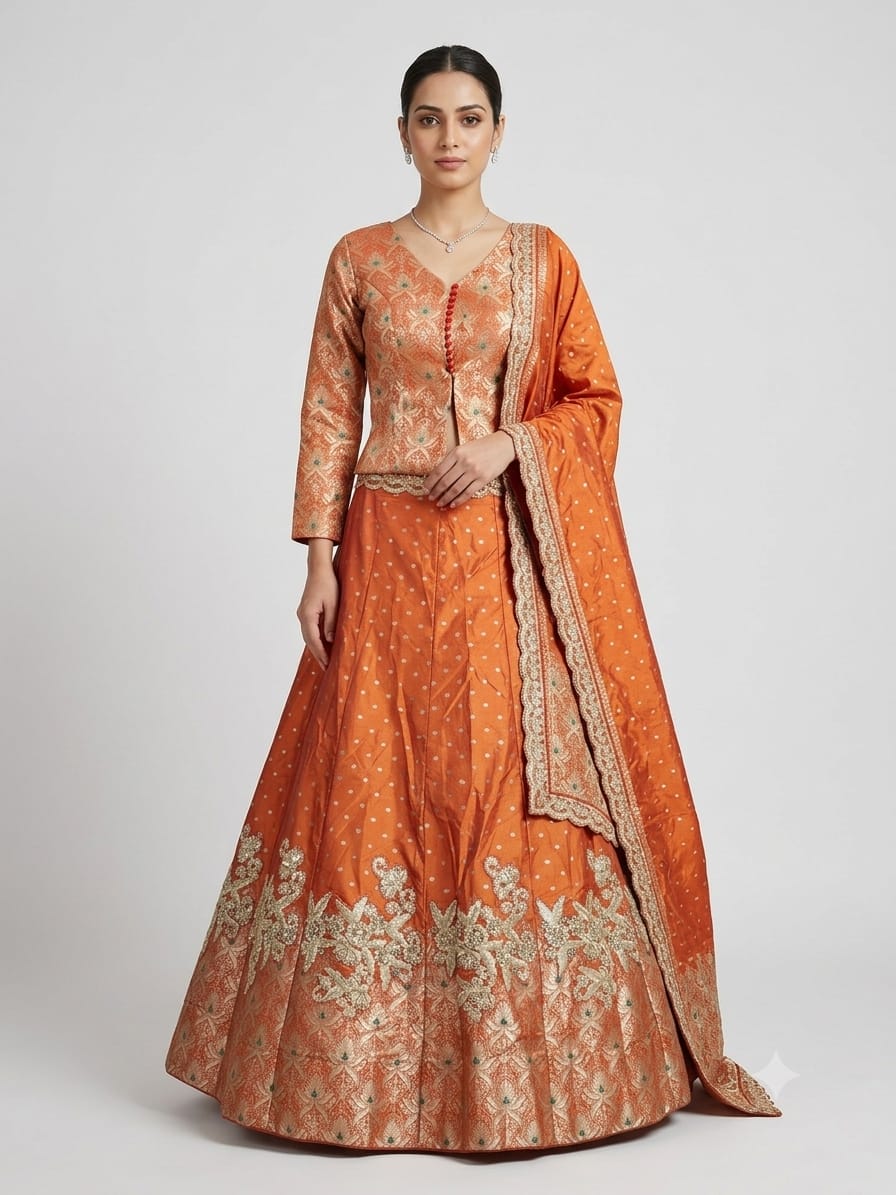 MyFashion -REET Ruhani 01 Applique Sequin Zardozi Banarasi Silk Lehenga Choli