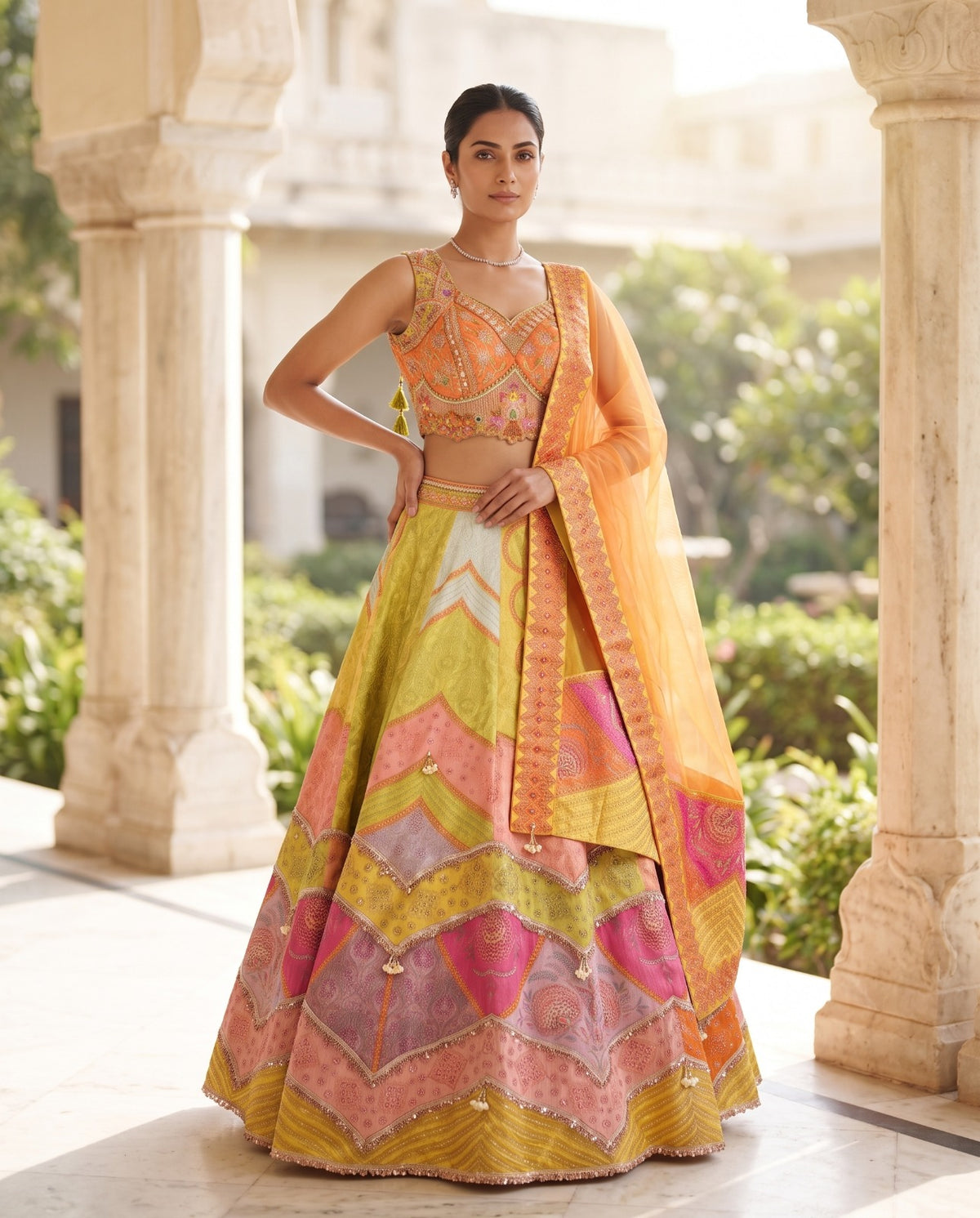 MyFashion -REET Navrang Sequin Pearls Mirror Stone Work Lehenga Choli