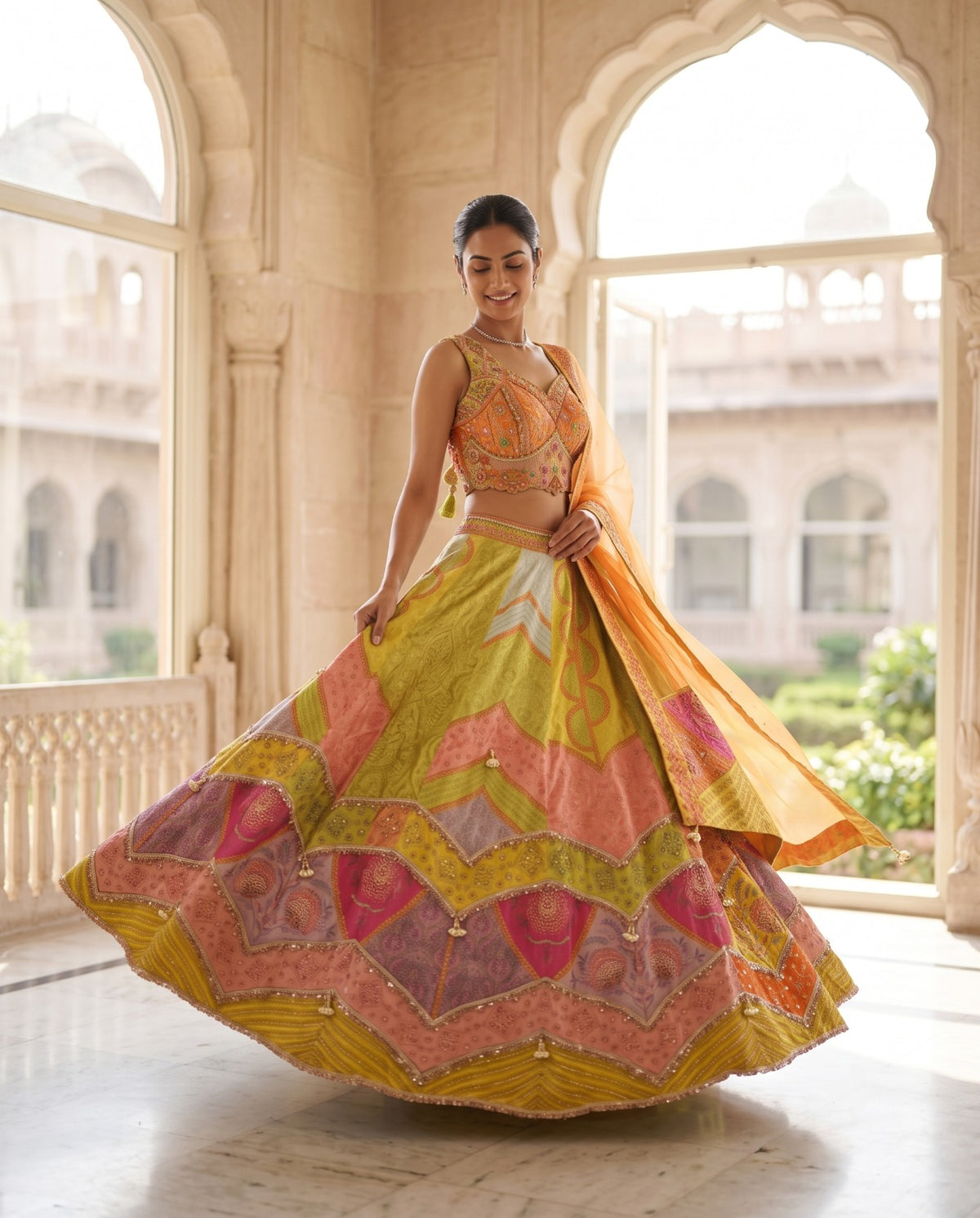 MyFashion -REET Navrang Sequin Pearls Mirror Stone Work Lehenga Choli