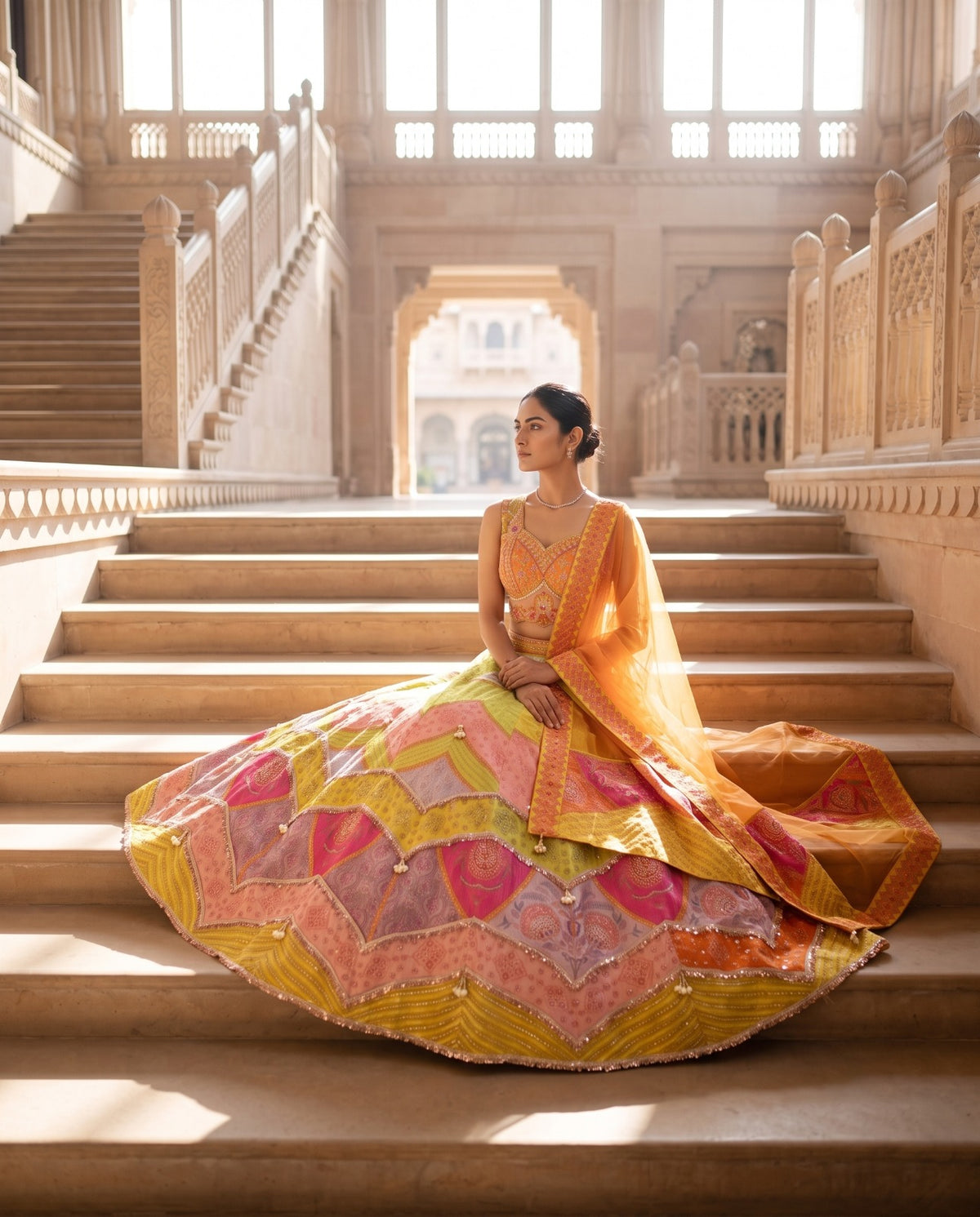 MyFashion -REET Navrang Sequin Pearls Mirror Stone Work Lehenga Choli