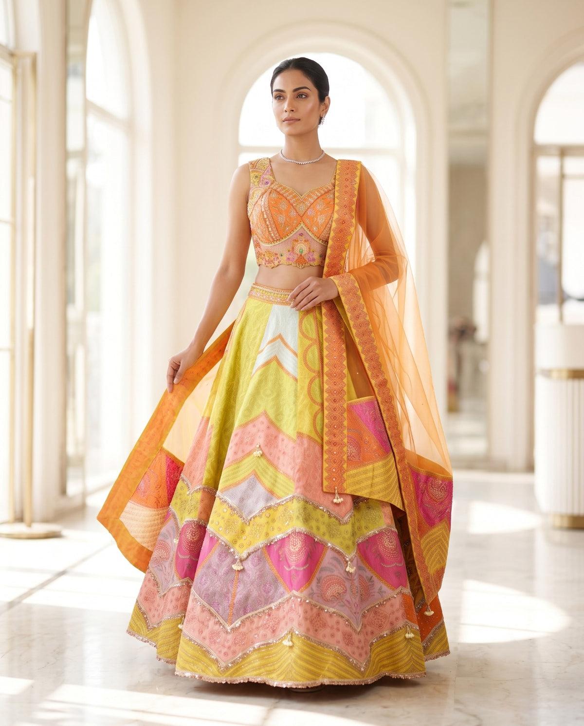 MyFashion -REET Navrang Sequin Pearls Mirror Stone Work Lehenga Choli