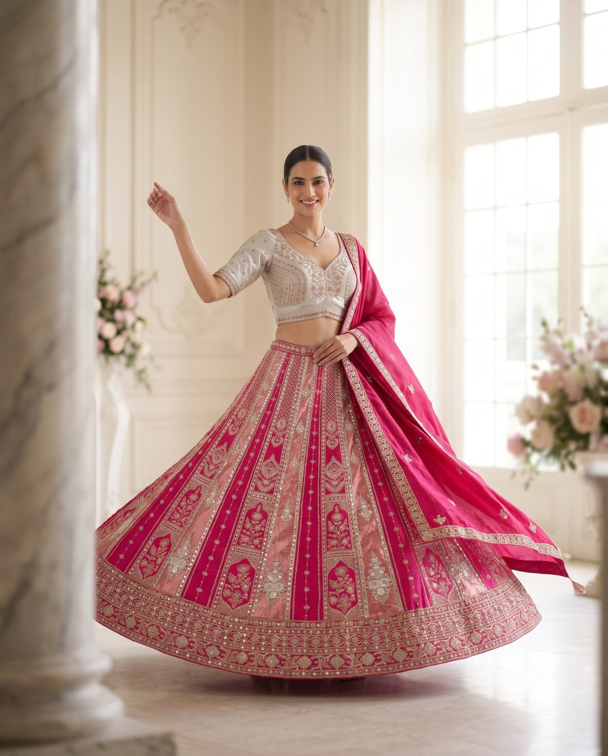 MyFashion -REET Ruhanika Embroidery Sequin Beads Stone Work Net Lehenga Choli