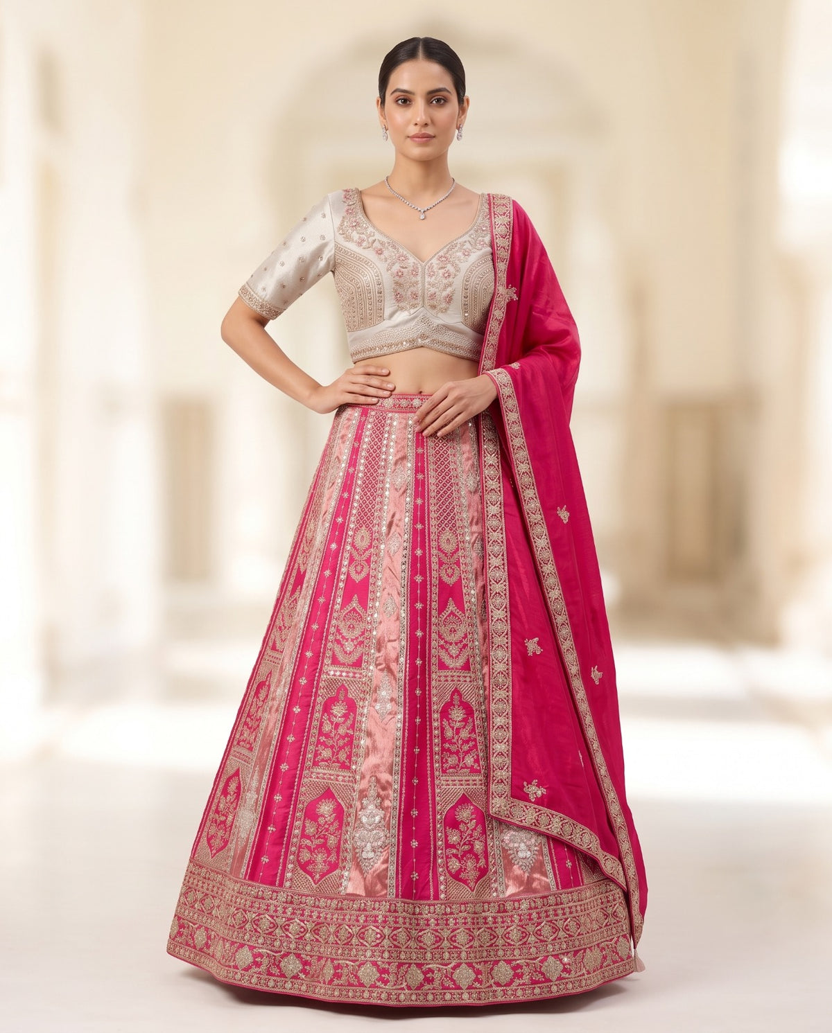 MyFashion -REET Ruhanika Embroidery Sequin Beads Stone Work Net Lehenga Choli