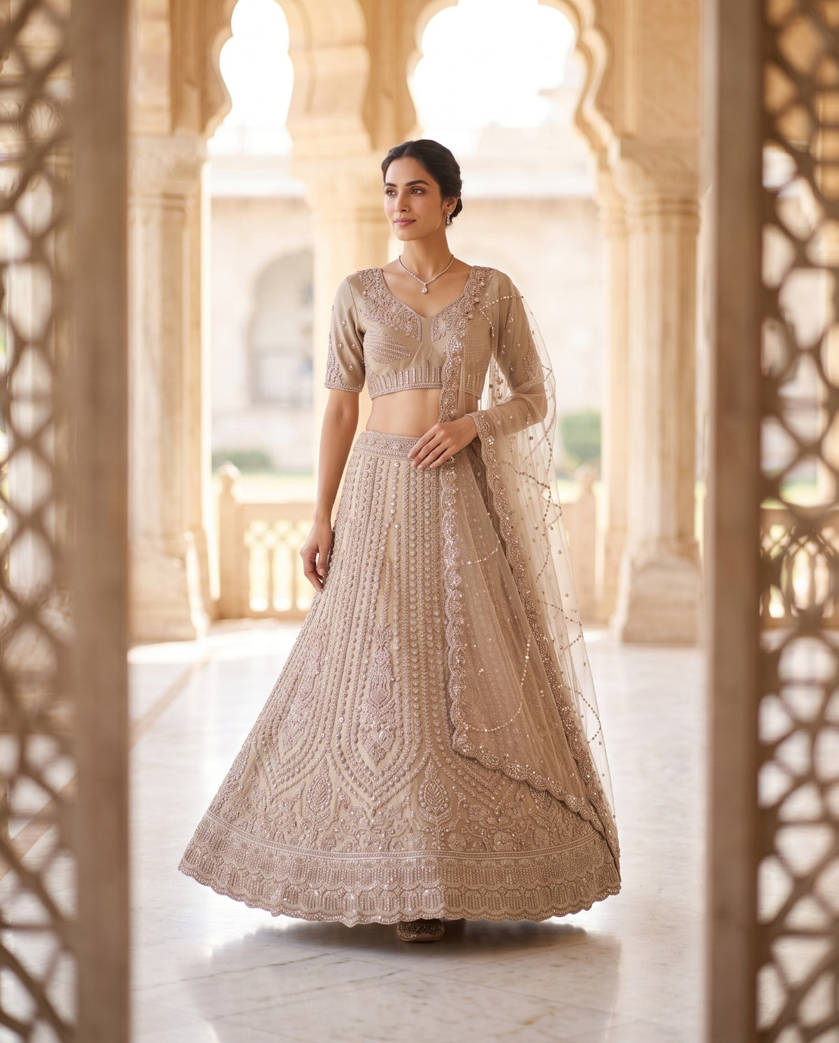 MyFashion -REET Evara Embroidery Sequence Beads Work Net Lehenga Choli
