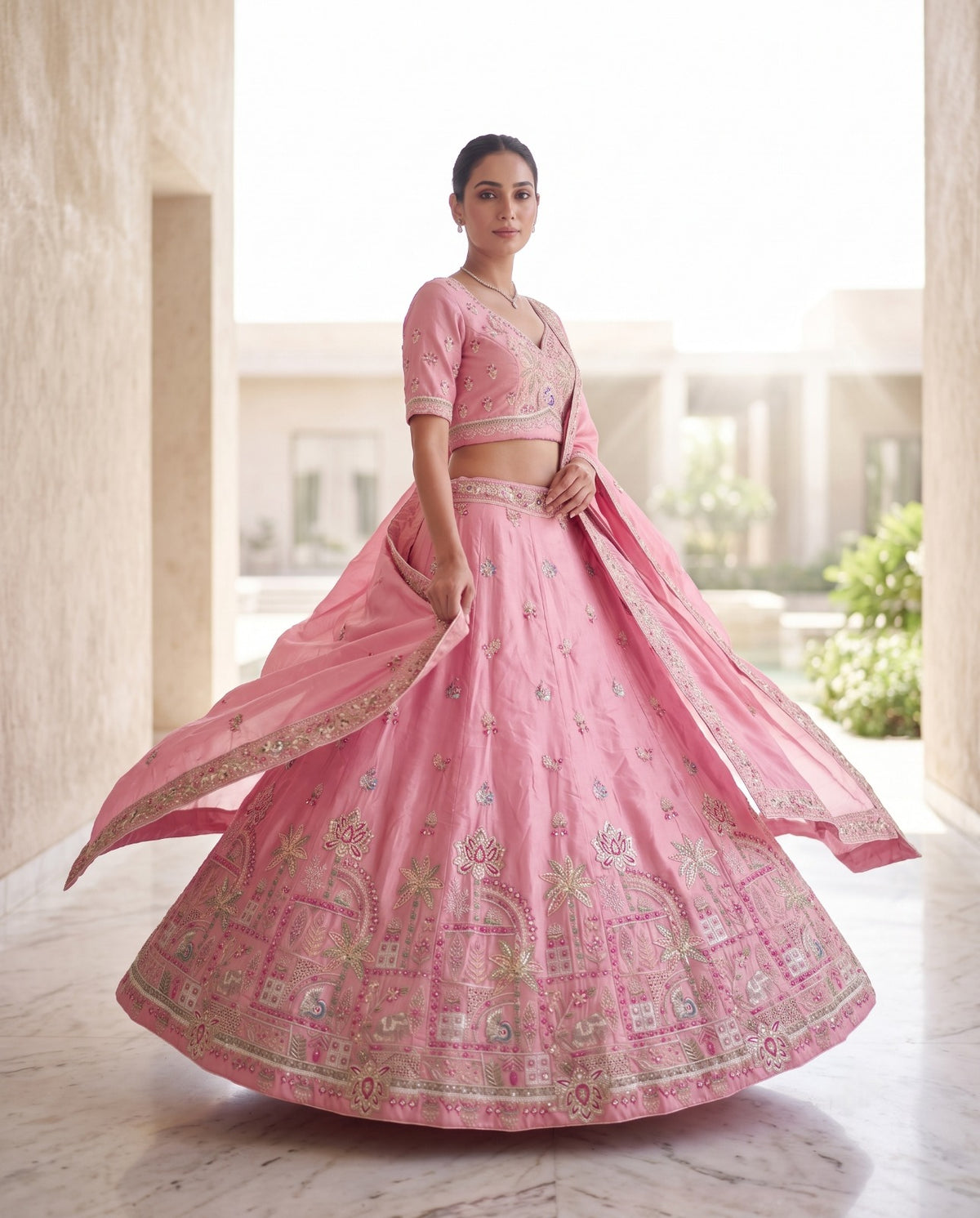 MyFashion -REET Lavanya Sequence Thread Work Russian Silk Lehenga Choli