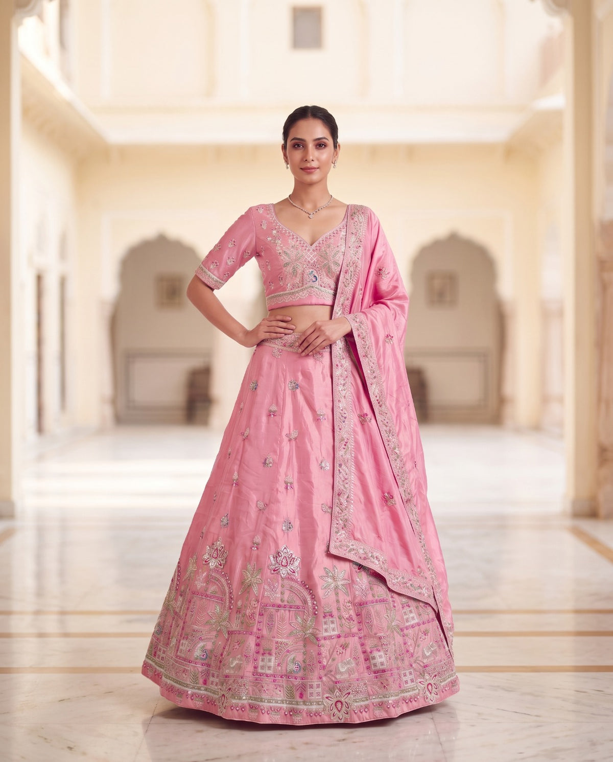 MyFashion -REET Lavanya Sequence Thread Work Russian Silk Lehenga Choli