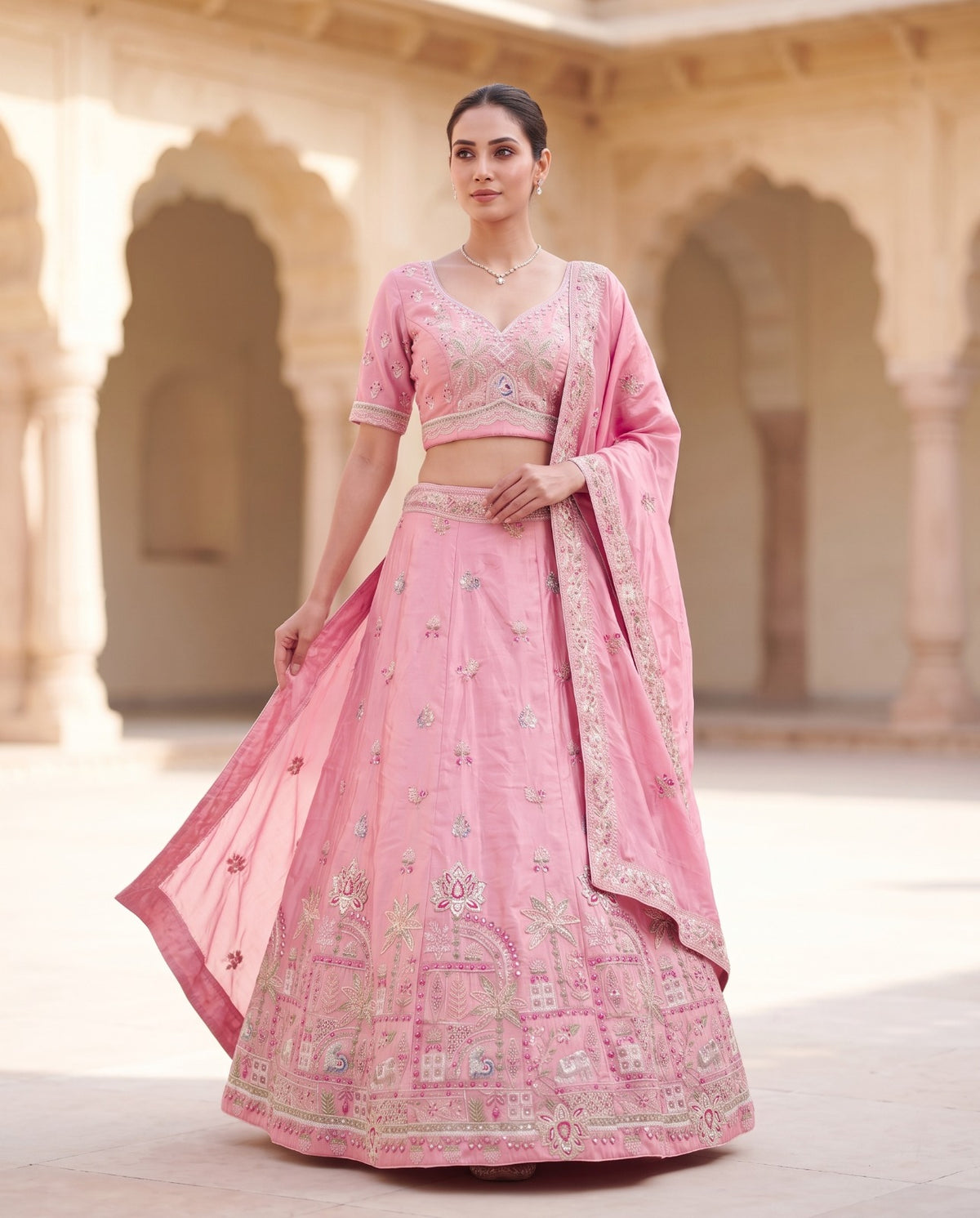 MyFashion -REET Lavanya Sequence Thread Work Russian Silk Lehenga Choli