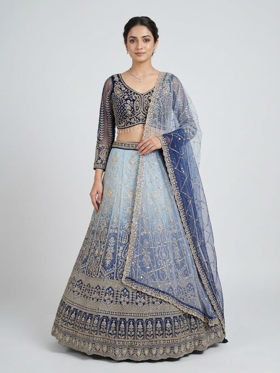 MyFashion -REET Veera Sequin Zari Work Beads Net Lehenga Choli