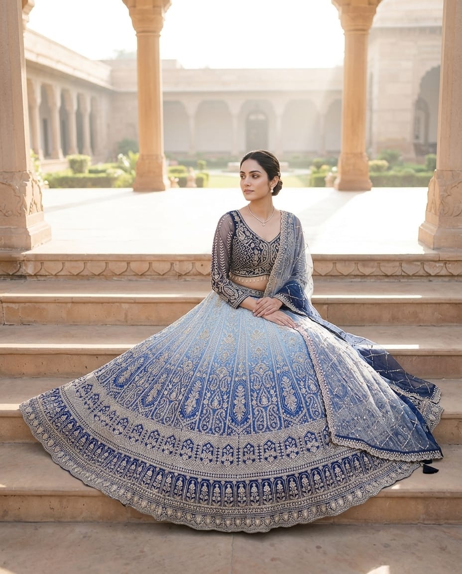MyFashion -REET Veera Sequin Zari Work Beads Net Lehenga Choli