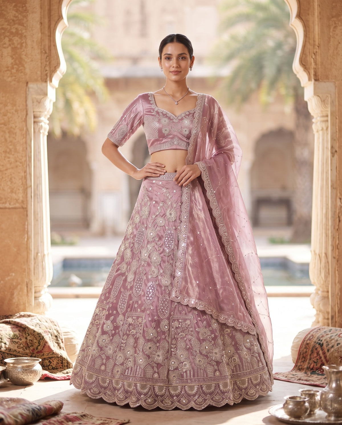 MyFashion -REET Aavya Sequin Zardozi Tissue Silk Lehenga Choli